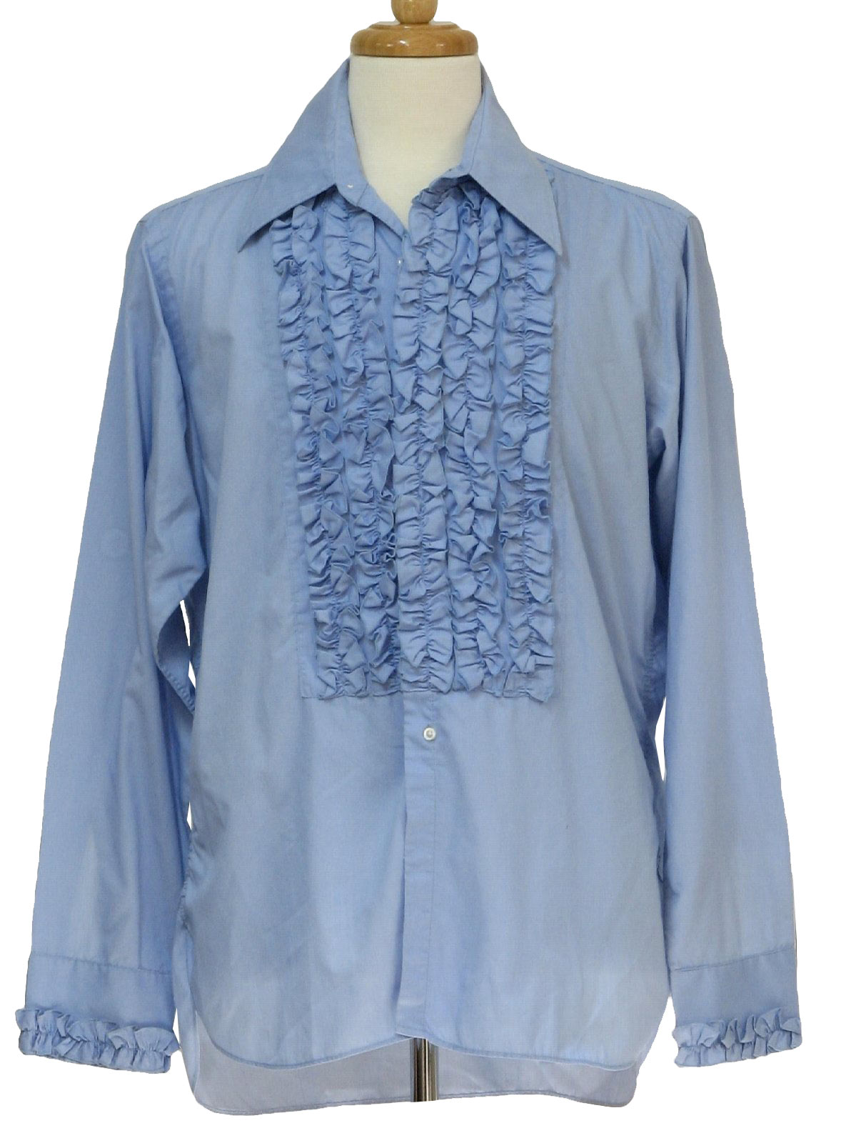 70s Retro Shirt: 70s -After Six- Mens light dusty sky blue longsleeve ...