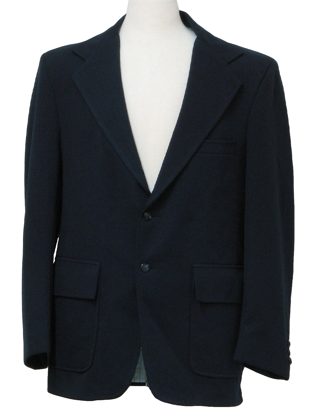 70s Jacket (Haband): 70s -Haband- Mens navy blue polyester acetate ...