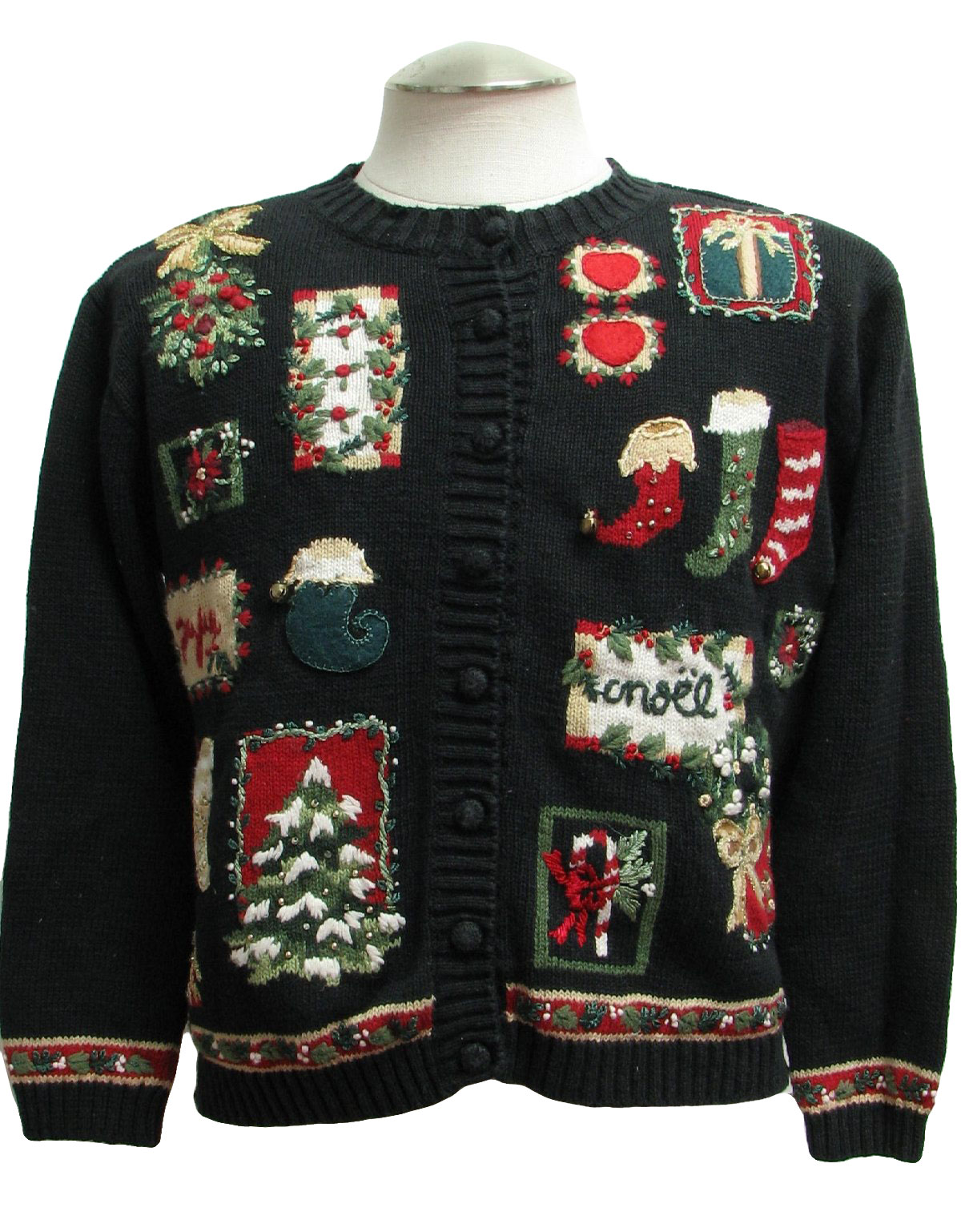 Womens Ugly Christmas Sweater: -Heirloom Collectibles- Womens black ...