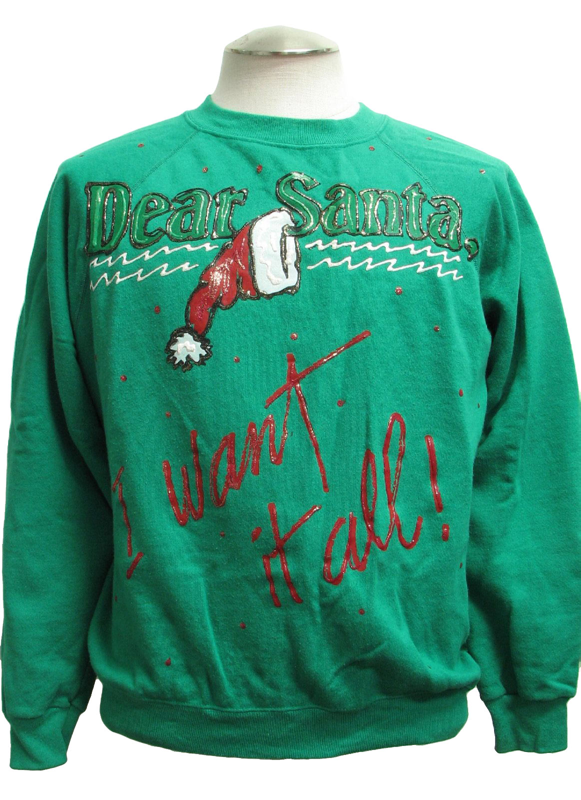 Retro 1980s Puffy Paint Ugly Christmas Sweatshirt: 80s
