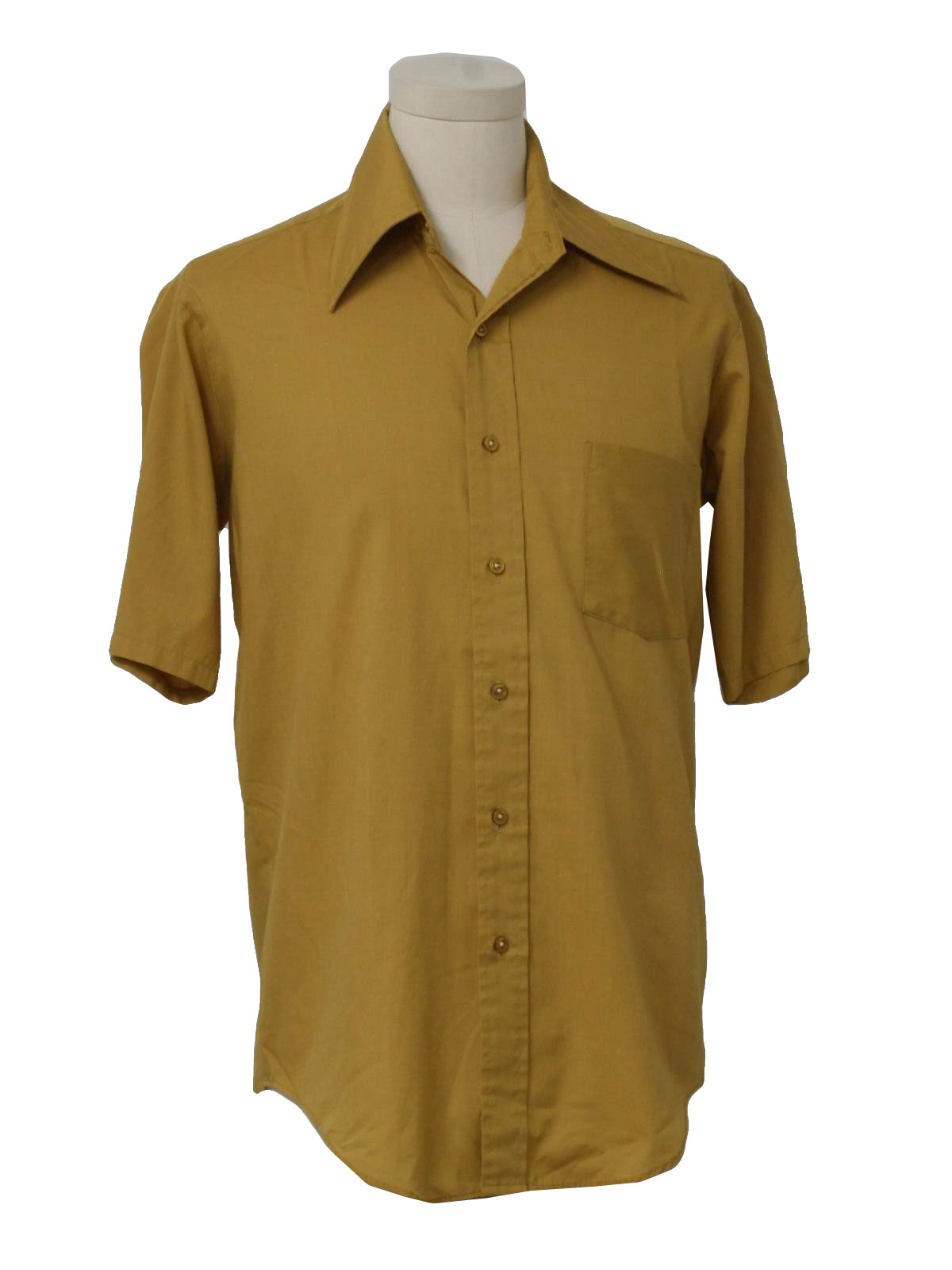 Seventies Towncraft Shirt: 70s -Towncraft- Mens golden tan polyester ...