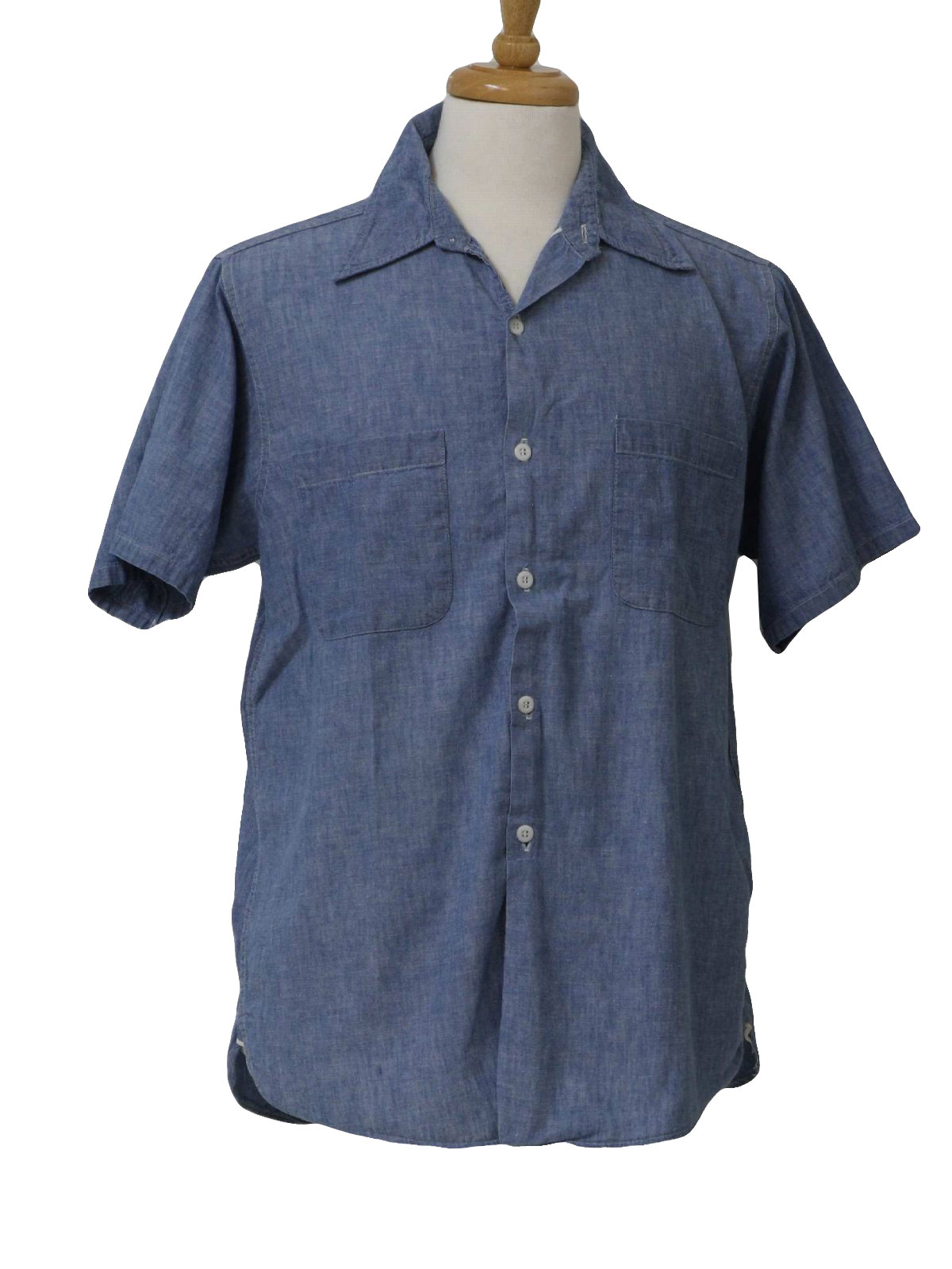 1970's Retro Shirt: 70s -Big Yank- Mens light blue cotton short sleeve ...