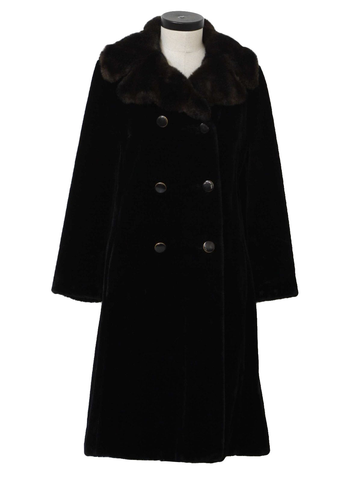 Retro Sixties Jacket: 60s -Aristocrat- Womens black and brown plush ...