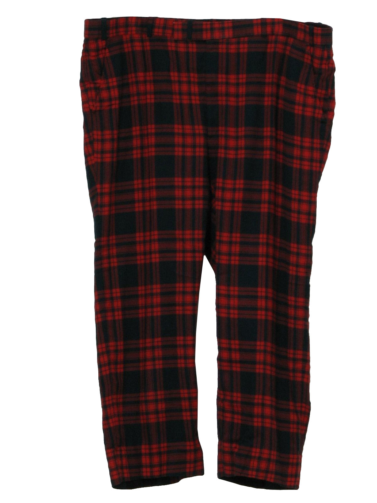 Retro 70's Pants: 70s -Care Label- Mens red and green plaid print ...