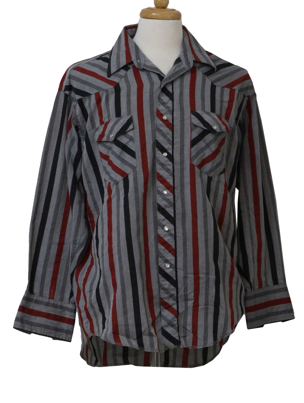 80s Retro Western Shirt: 80s -Wrangler- Mens grey, black and red ...