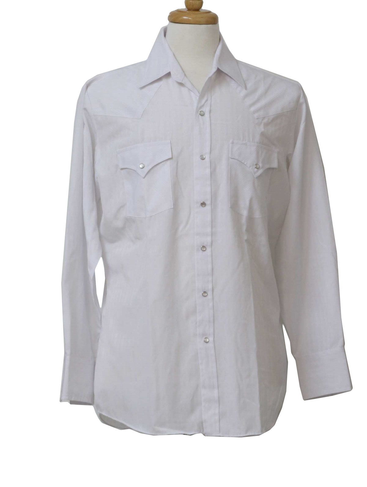 1980's Vintage Ely Western Shirt: 80s -Ely- Mens shaded starch white ...