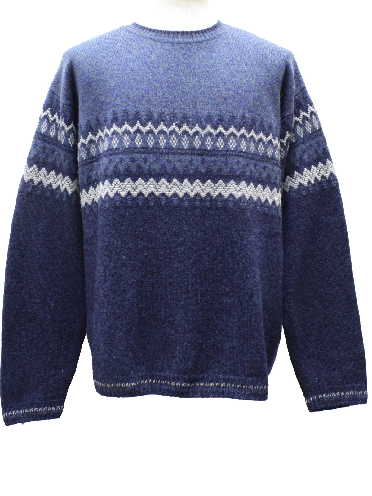 1980's Retro Sweater: Late 80s vintage -St Johns Bay- Mens blue with ...