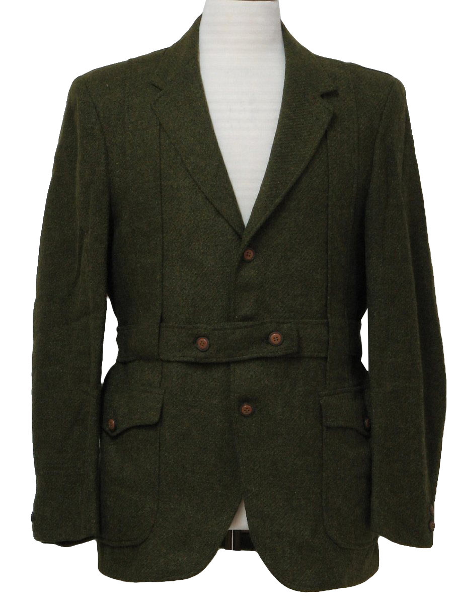 Vintage 1960s Jacket: 60s -no label- Mens blended olive and brown wool ...