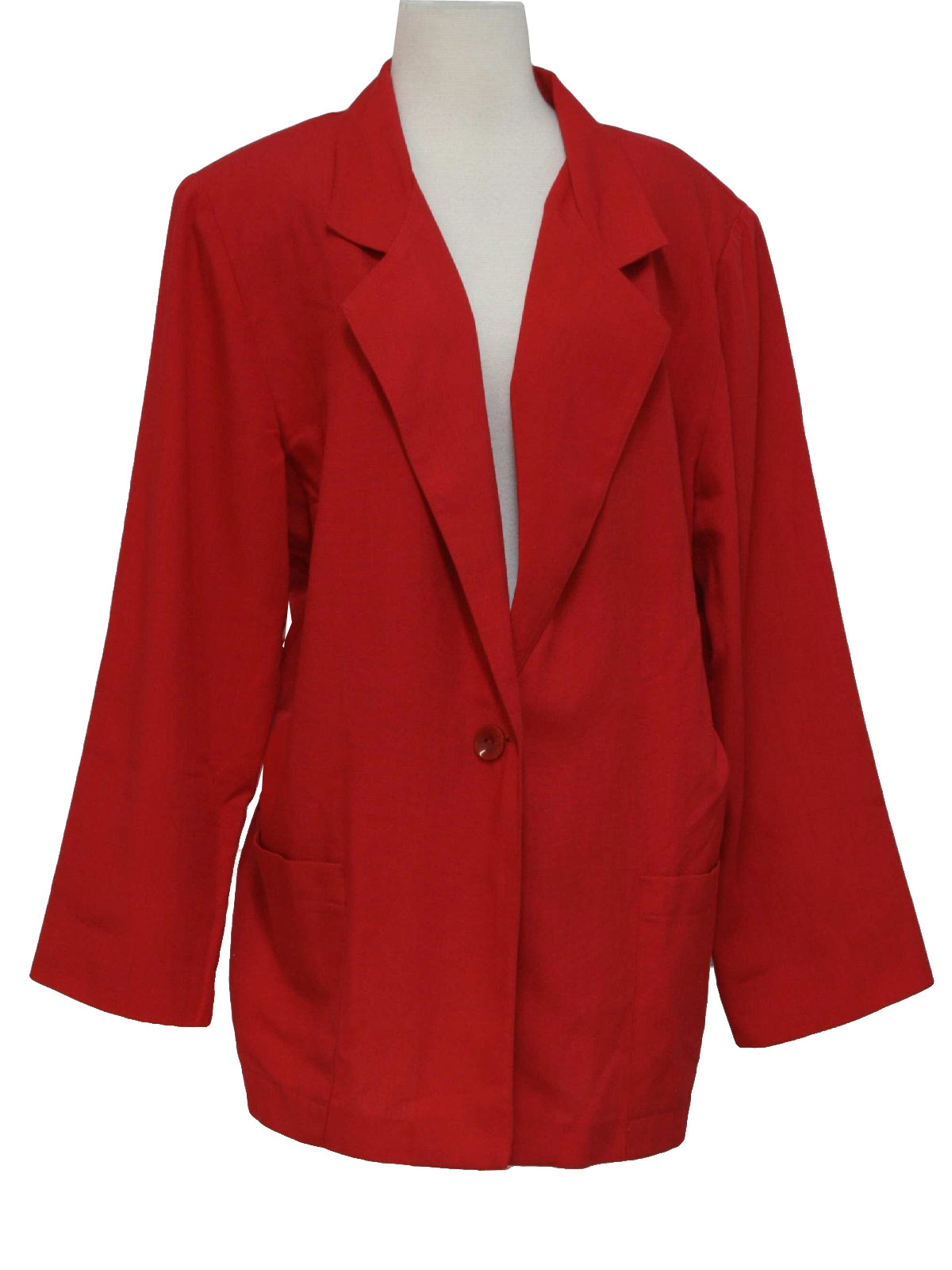 80s Jacket (Sag Harbor): 80s -Sag Harbor- Womens red rayon and ...
