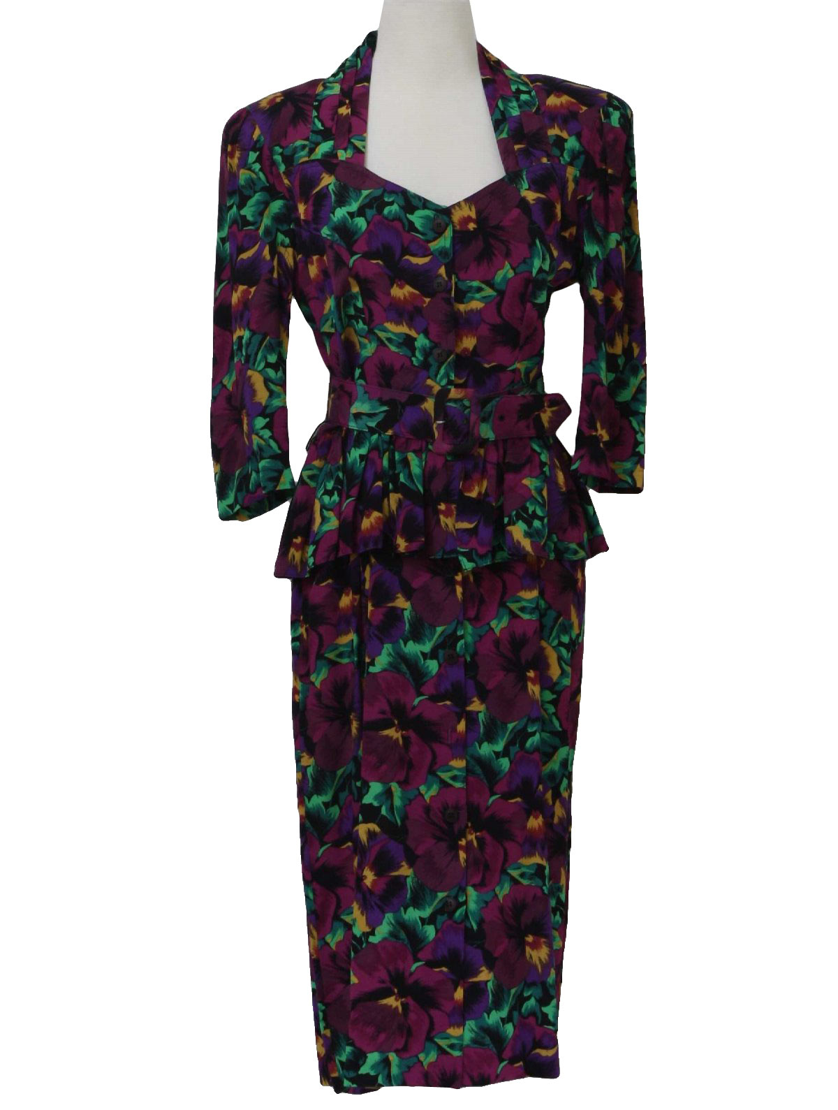 Vintage 1980's Dress: 80s -Carol Anderson Petites- Womens violets ...