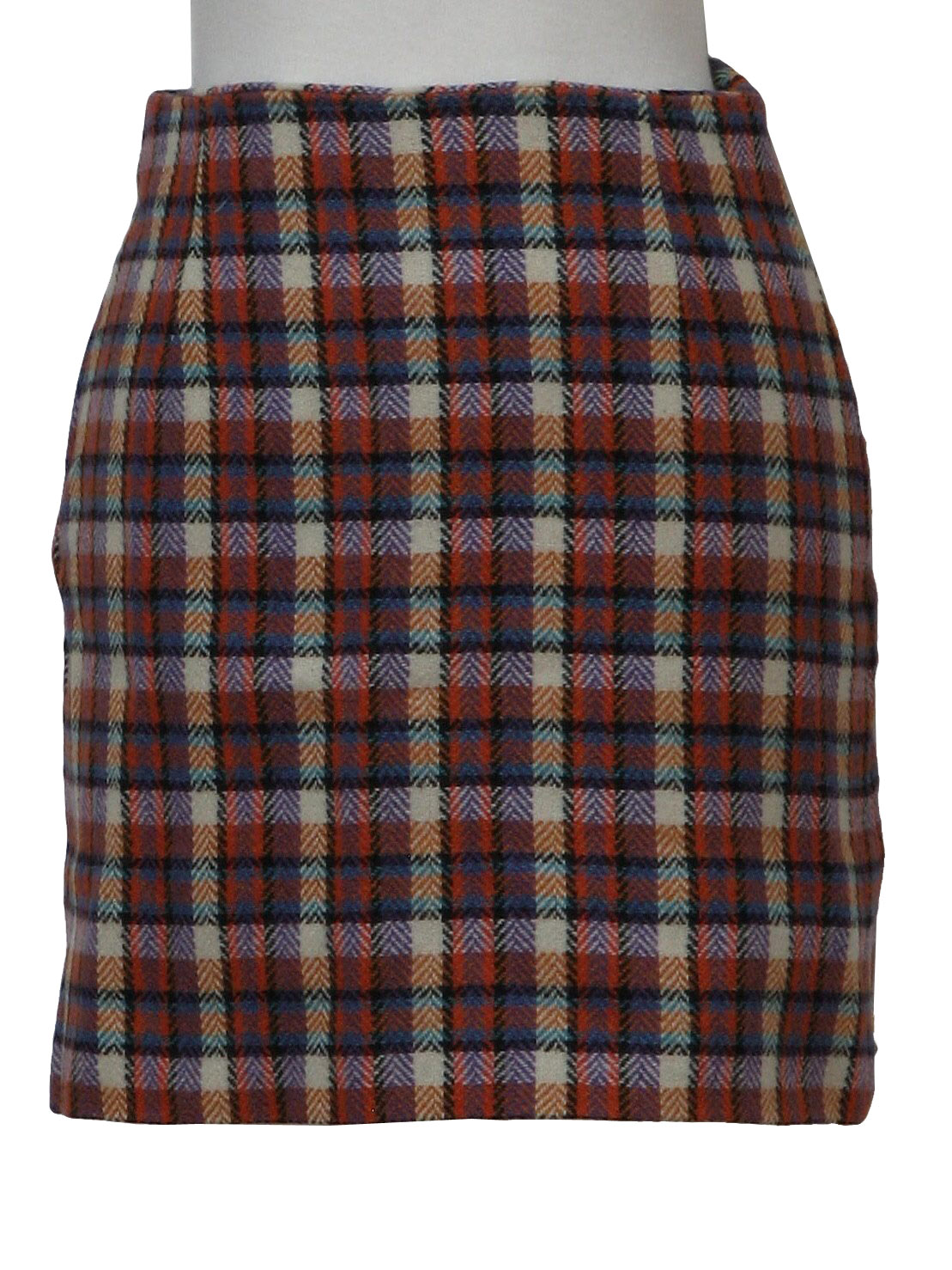 1970's Retro Plaid Mini Skirt: 70s -No Label- Womens wool mini skirt ...