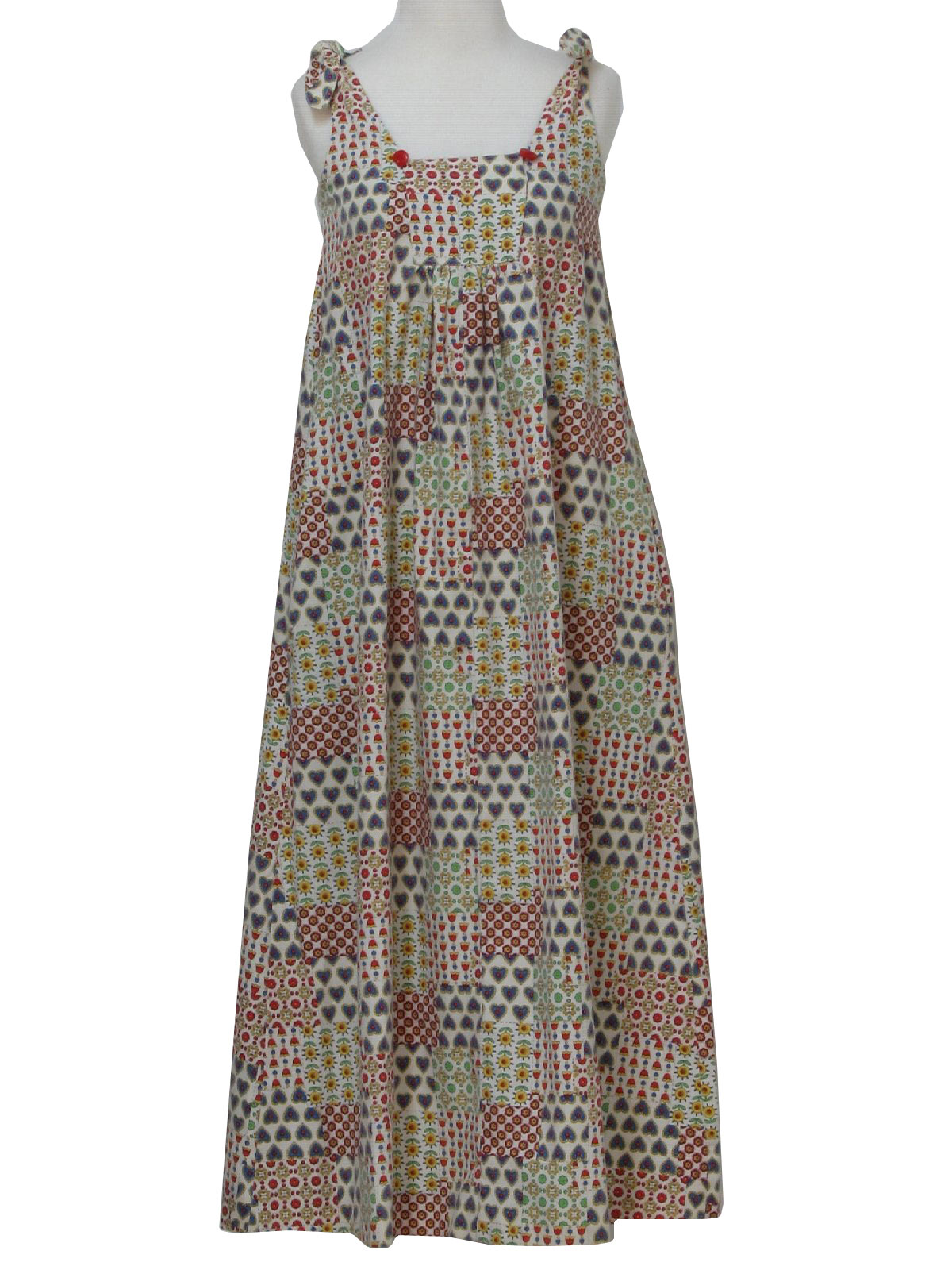 Retro 1980s Hippie Dress: 80s -No Label- Womens sturdy cotton sun dress ...