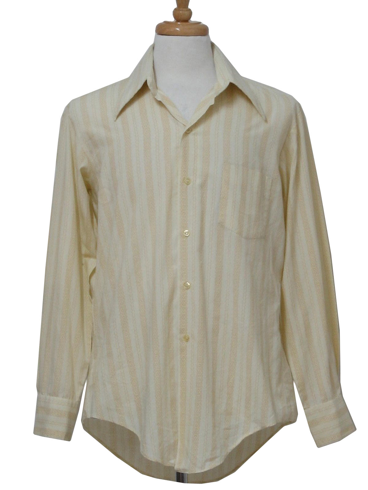 Vintage JP Baron 70's Shirt: 70s -JP Baron- Mens ivory and tan cotton ...