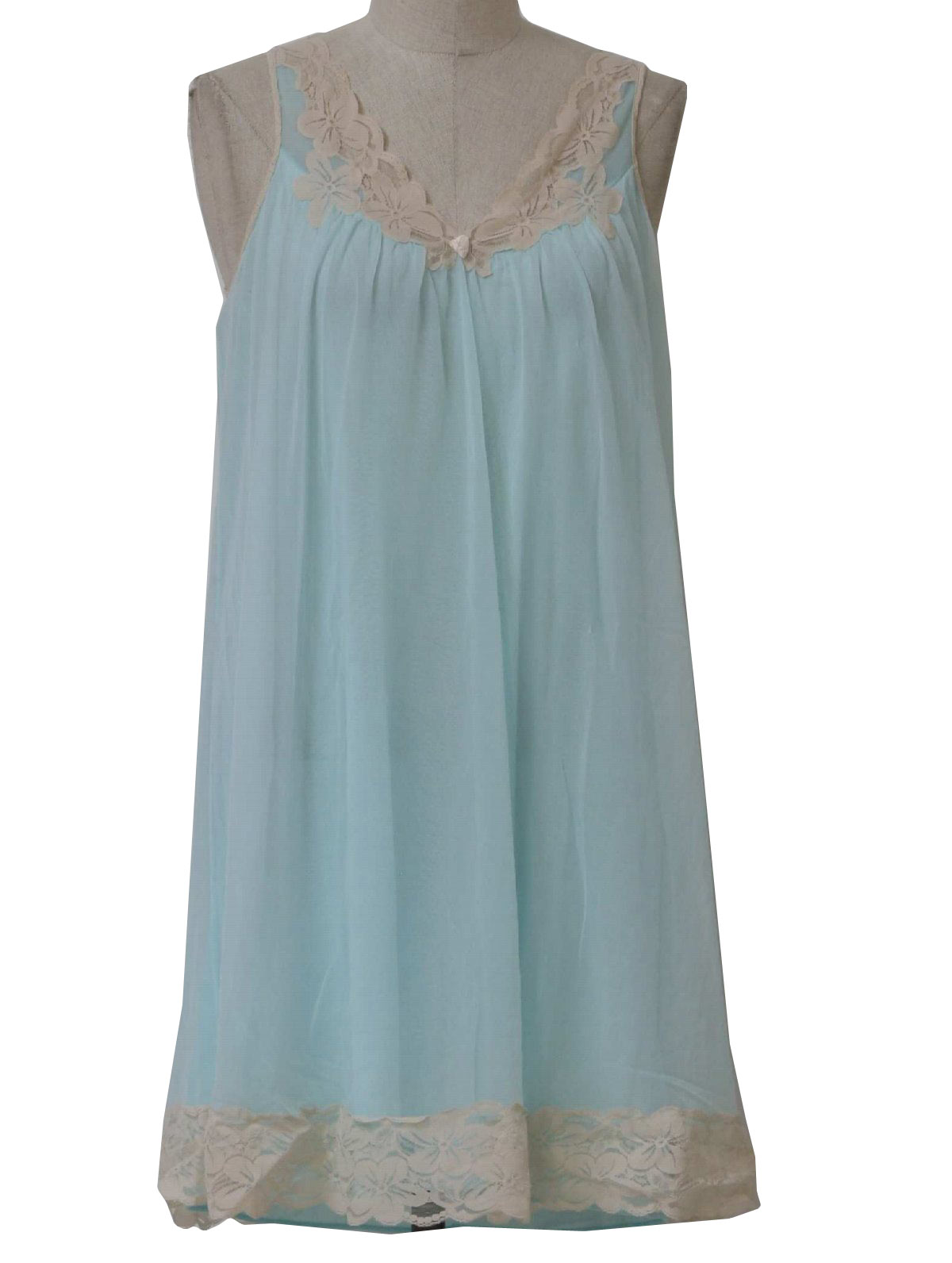 1970s Vintage Womens Lingerie Nightgown: 70s -Kayser- Womens teal blue ...