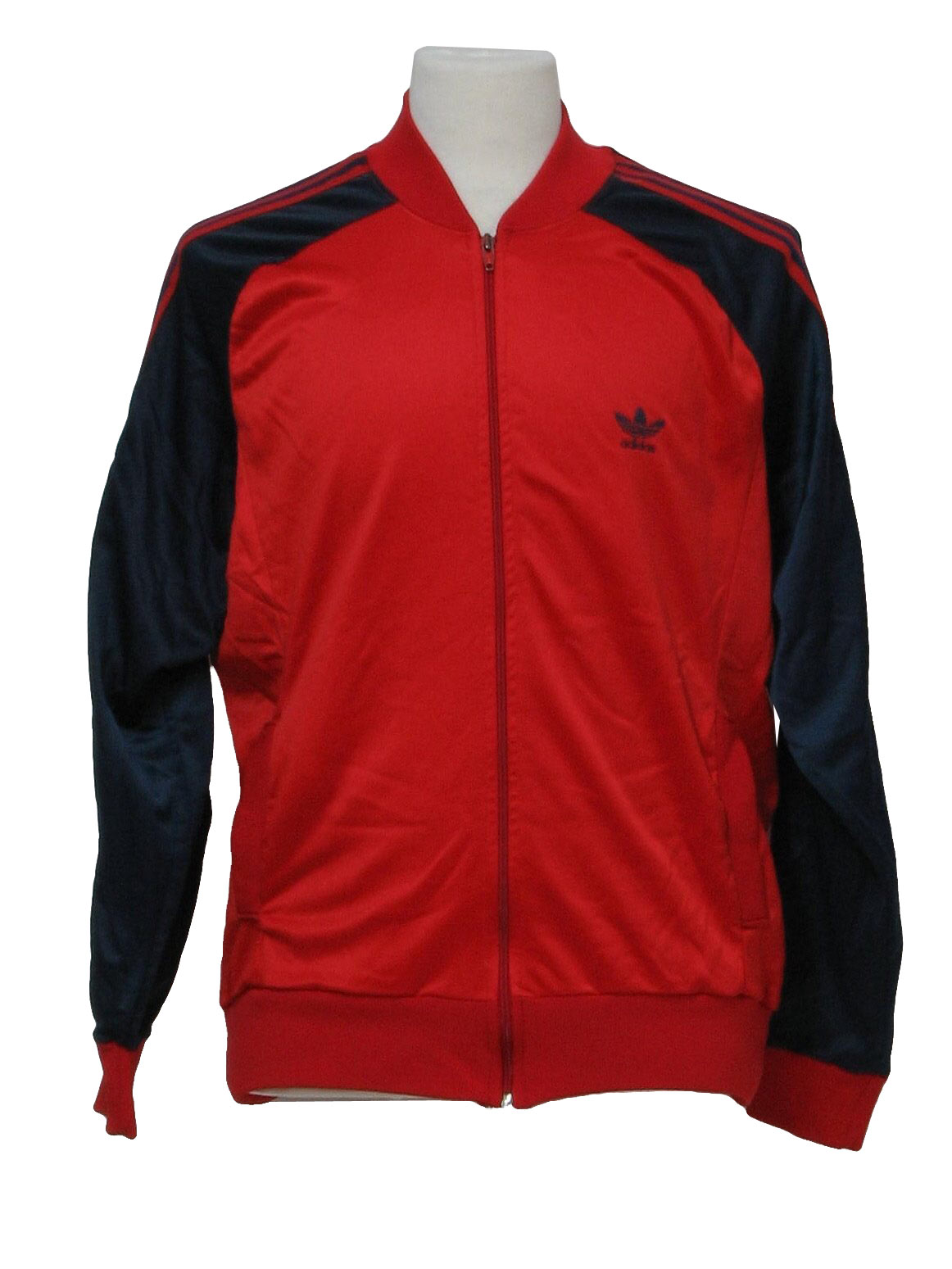 80s Retro Jacket: 80s -Adidas- Mens shiny red and dark blue down