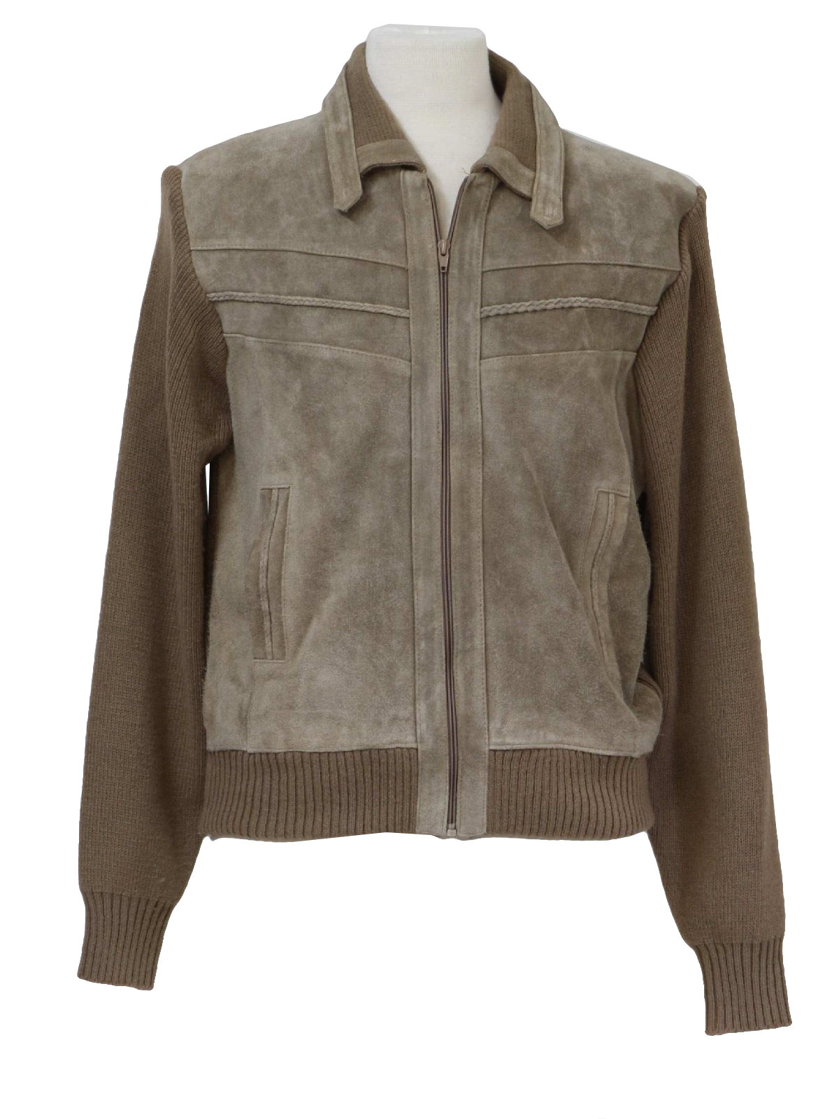 1980 S Alvin Josef Mens Leather Sweater Jacket