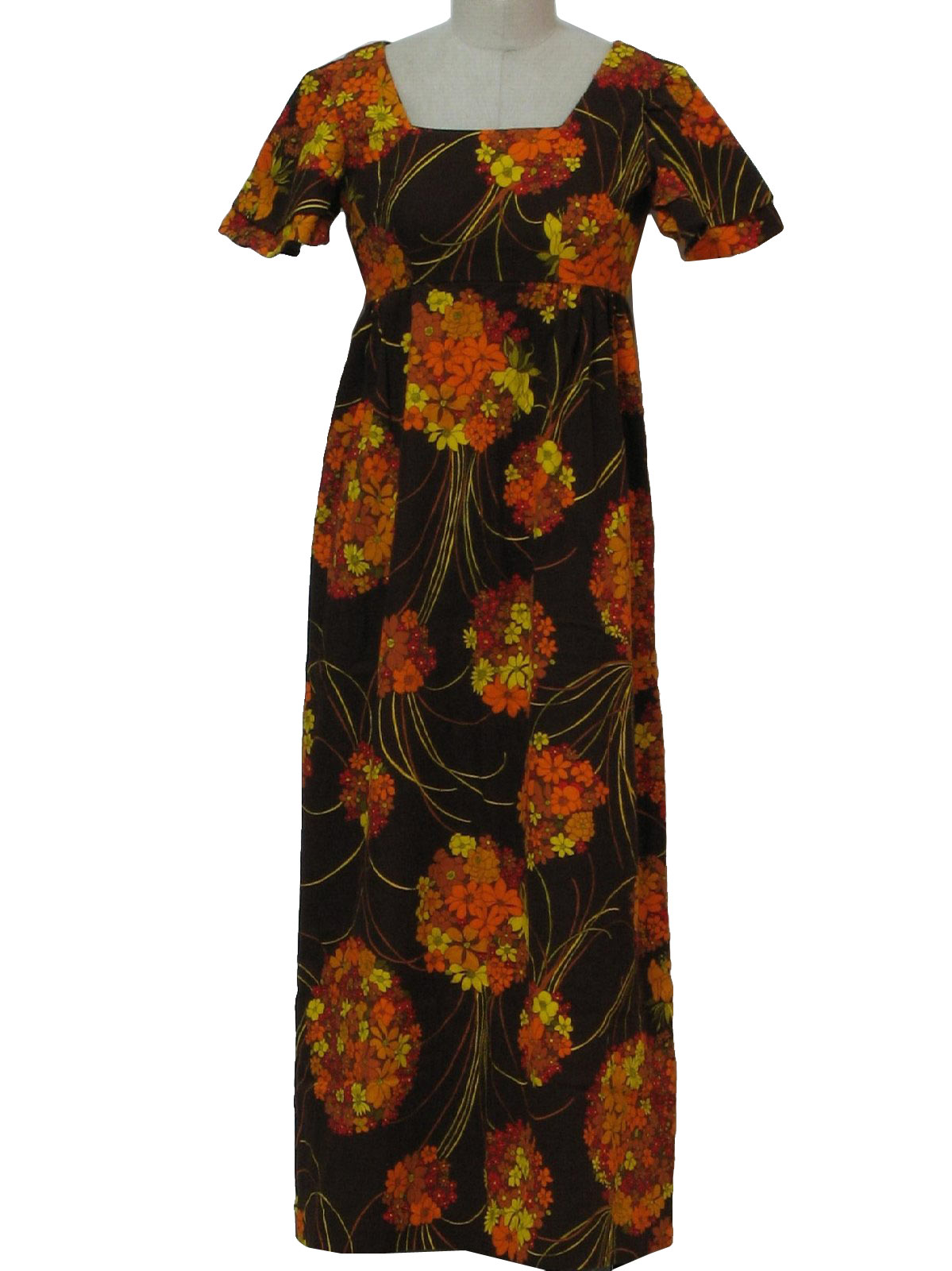 1960s Hawaiian Dress: 60s -no label- Womens dark fall shades of red ...