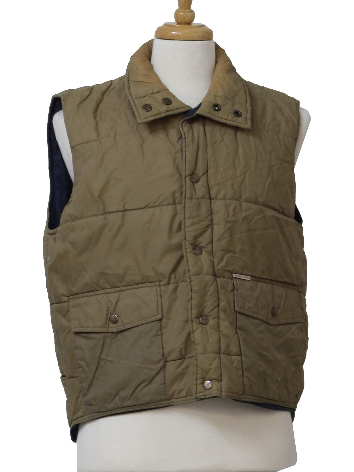 1980s Vintage Vest: 80s -Survivor- Mens khaki nylon shell and lining ...