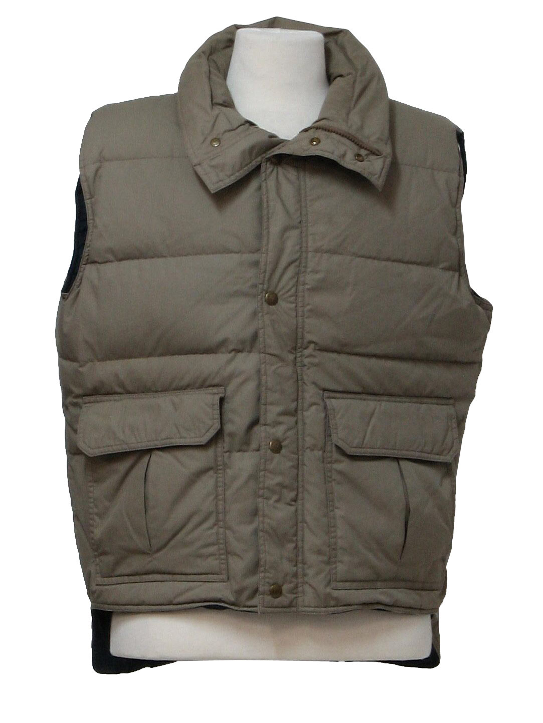 1980's Retro Vest: 80s -Krei- Mens khaki cotton and polyester shell ...