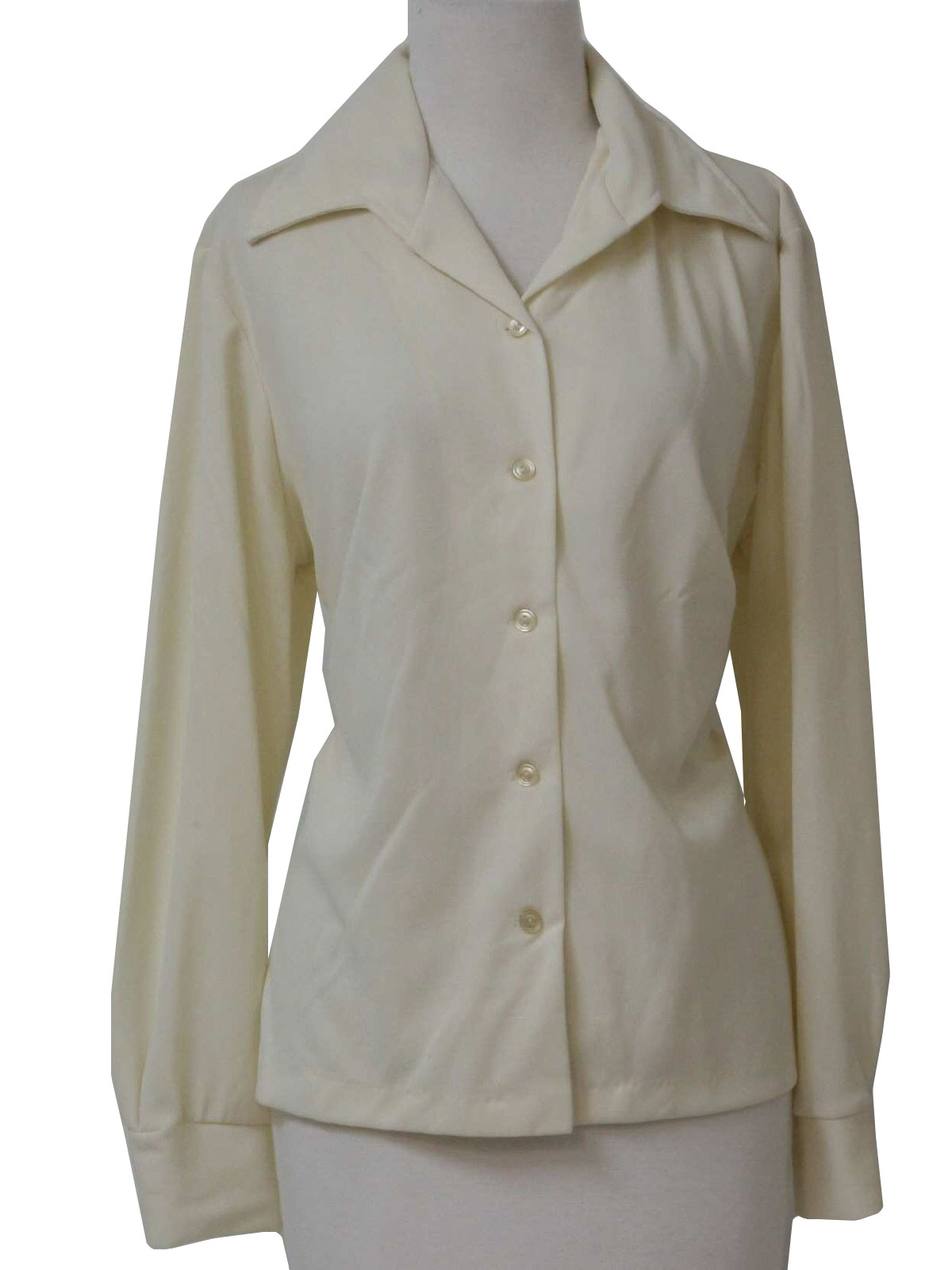 1970's Retro Shirt: 70s -care label- Womens pale beige longsleeve ...