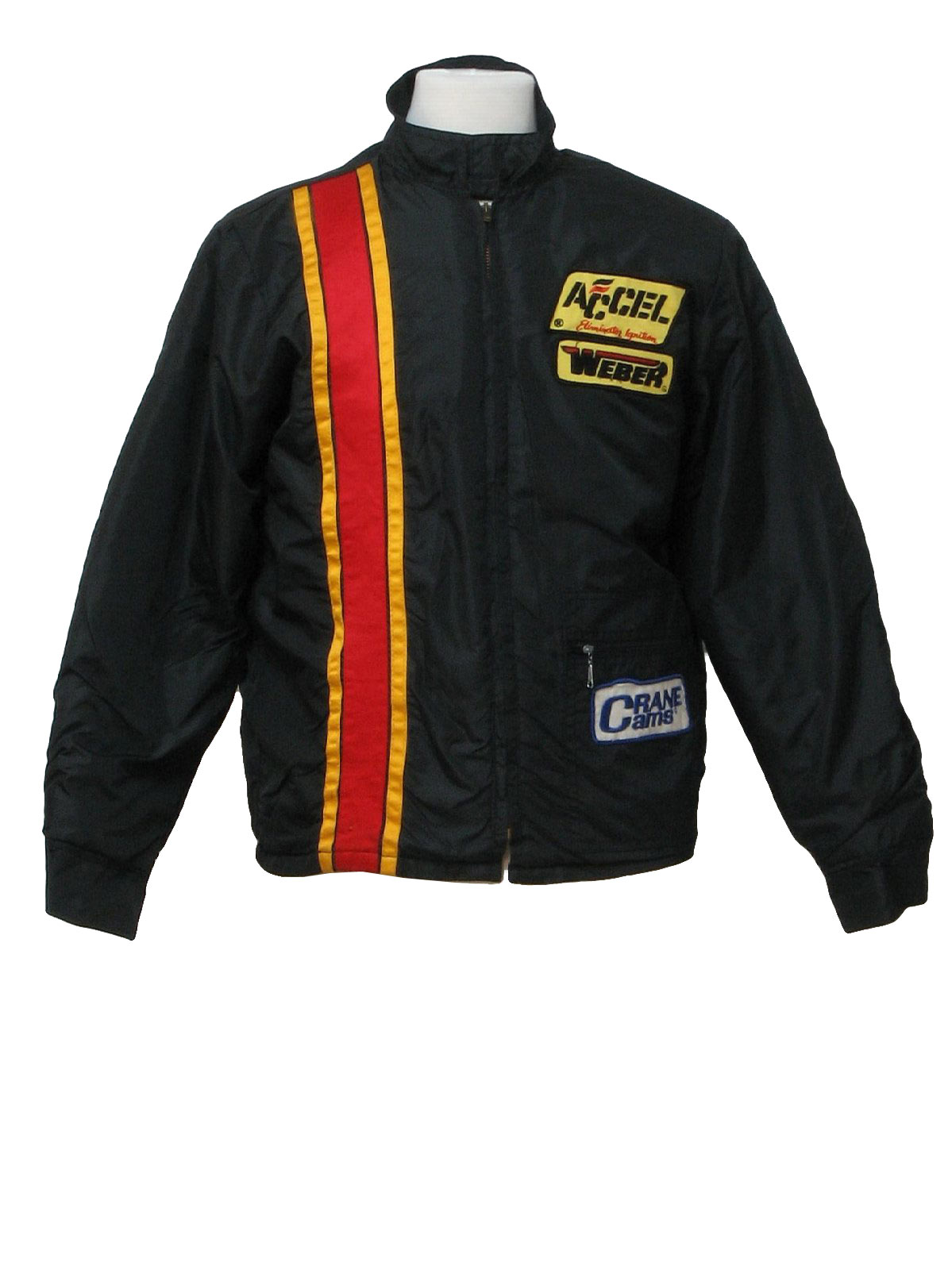 Retro Eighties Jacket: 80s -Bob Hadley- Mens black, red and gold nylon ...