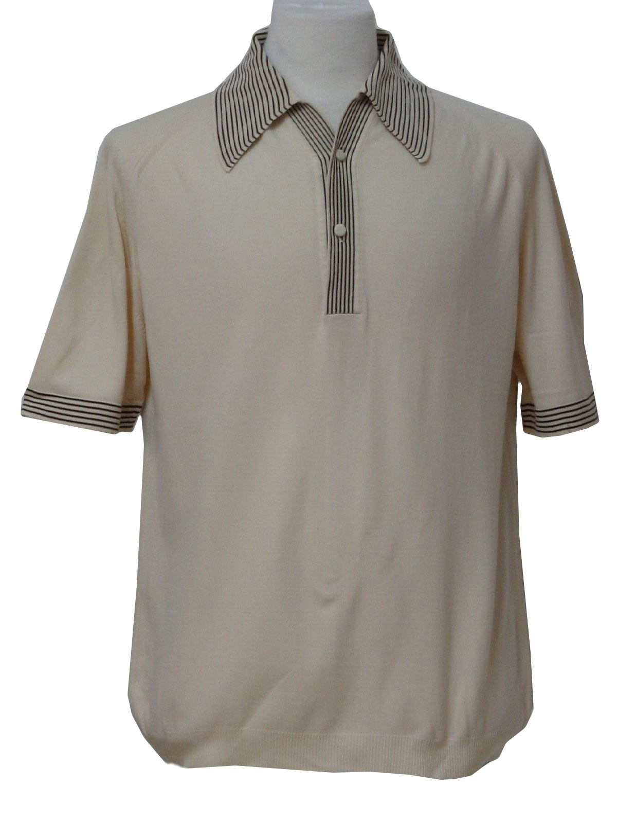 70s Vintage Puritan Knit Shirt: 70s -Puritan- Mens cream and brown ...