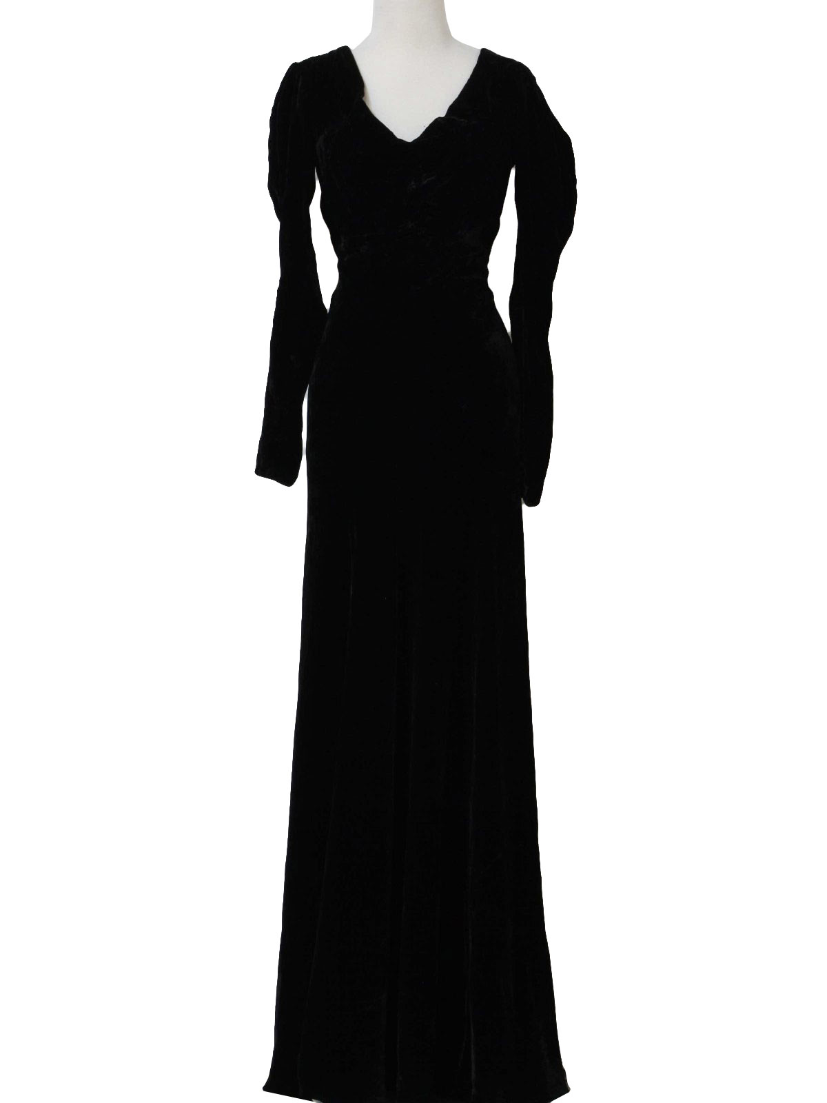 Vintage 1960's Cocktail Dress: 60s -No Label- Womens black velvet floor ...