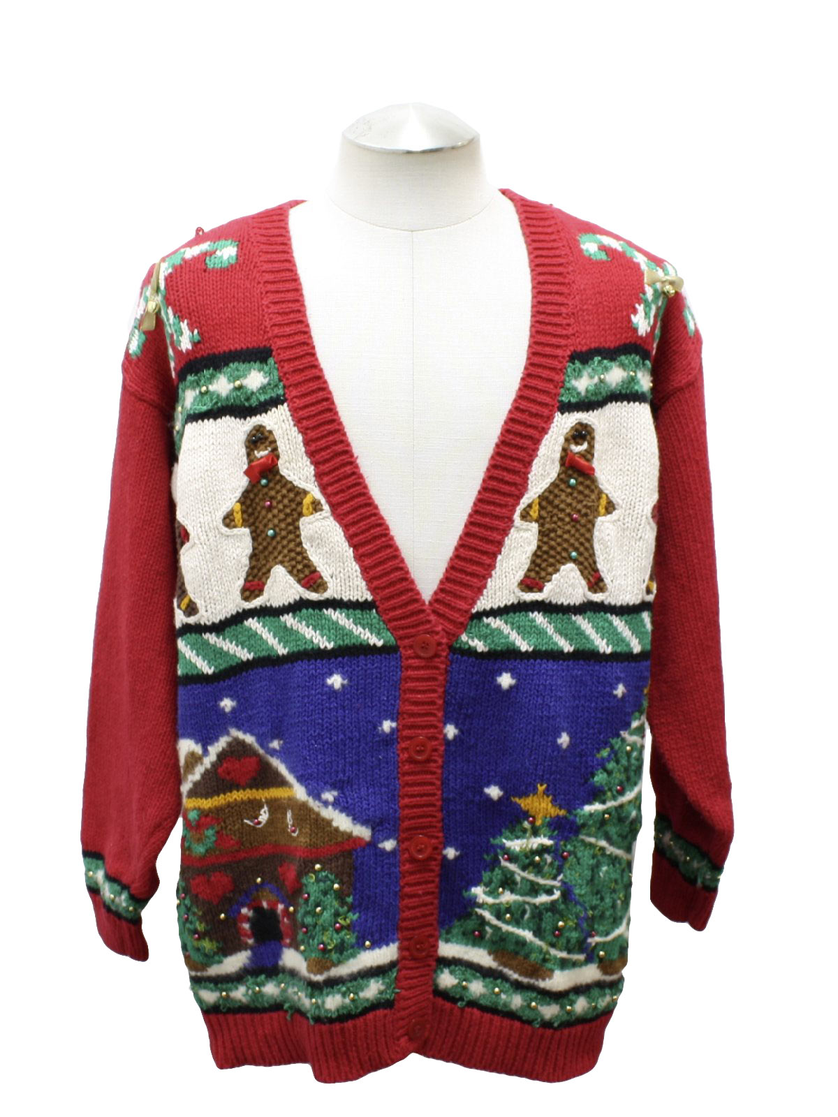 Ugly Christmas Sweater: -Jennifer Moore- Unisex red background ramie ...