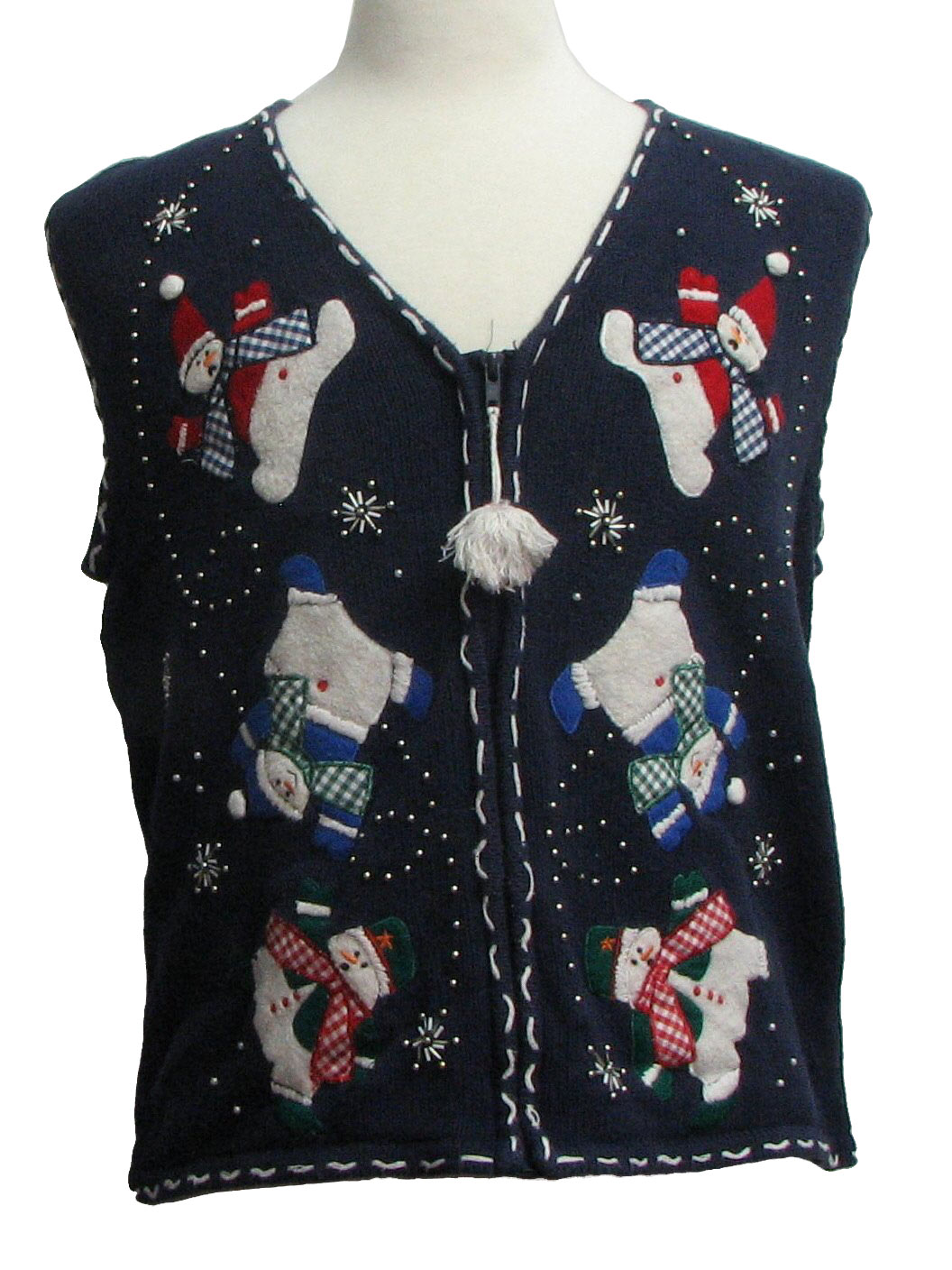 Ugly Christmas Sweater Vest: -Bobbie Brooked- Unisex blue sleeve ramie ...