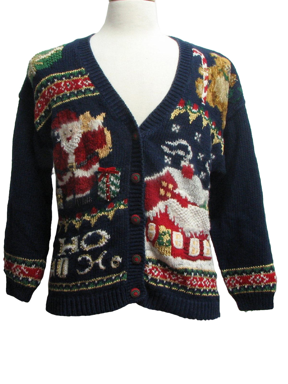 Ugly Christmas Sweater: -Tiara- Unisex midnight blue background ramie ...