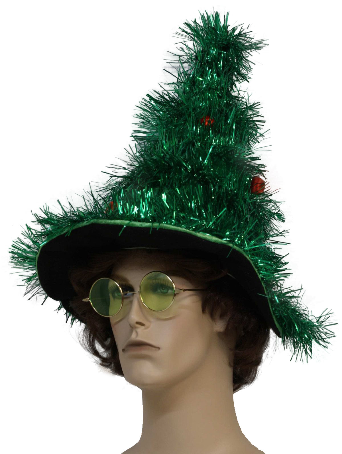Ugly Christmas Tree Tinsel Hat: -Green Tinsel Garland Christmas Tree