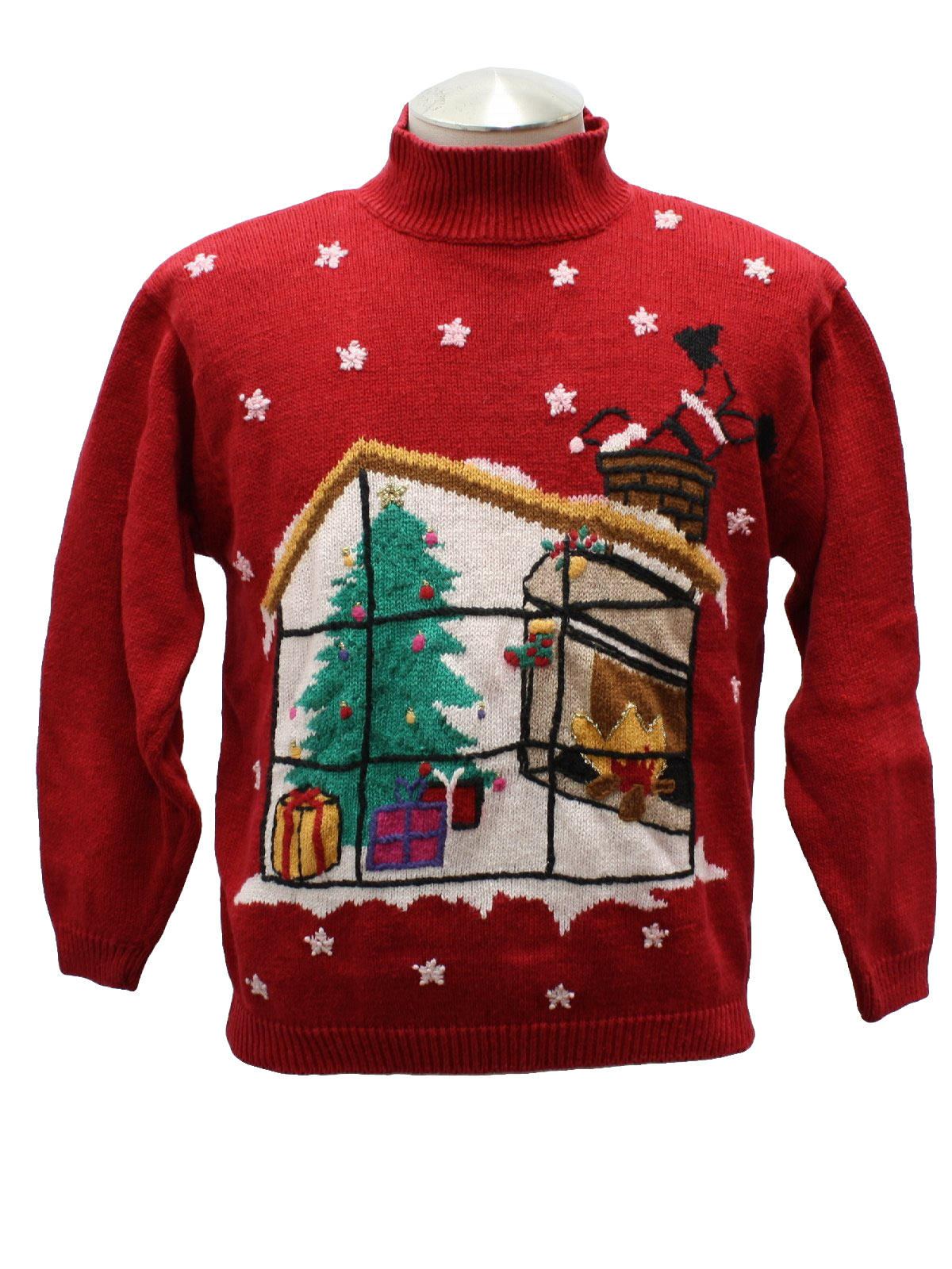 Ugly Christmas Sweater: -Collectibles- Unisex red background ramie ...