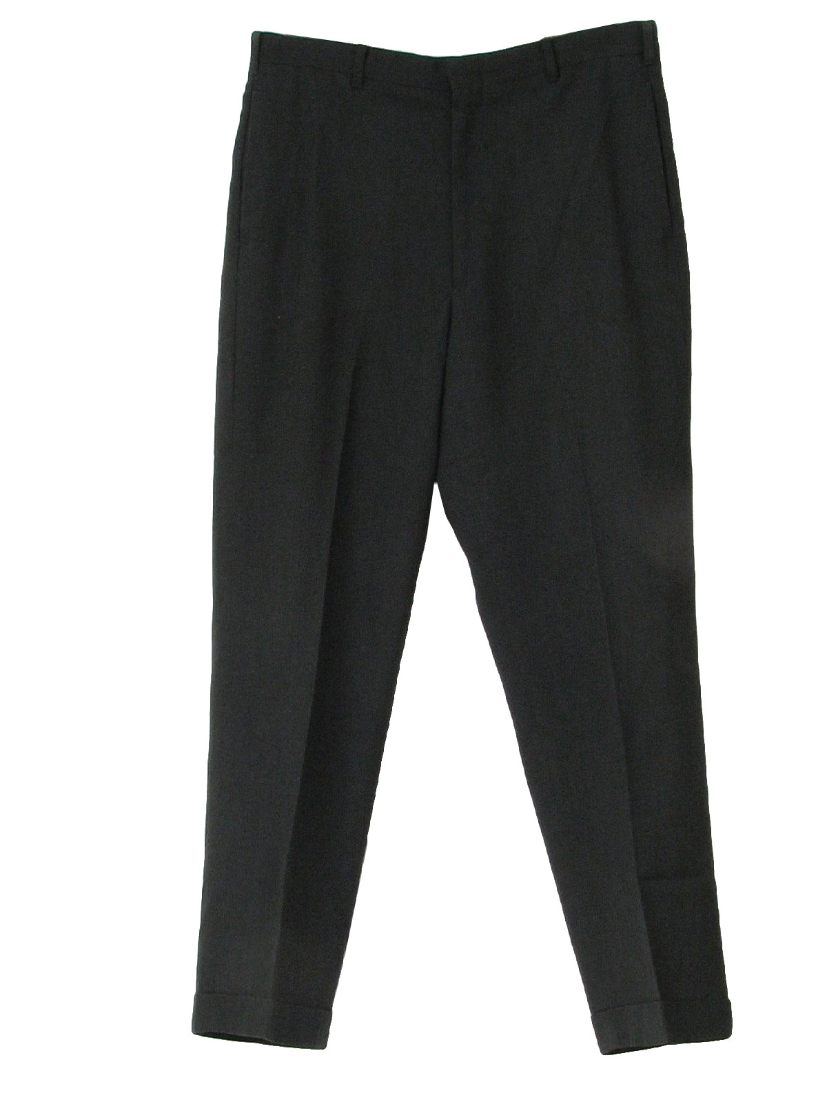 60s Pants: 60s -No Label- Mens black figured wool mod pants with wide ...