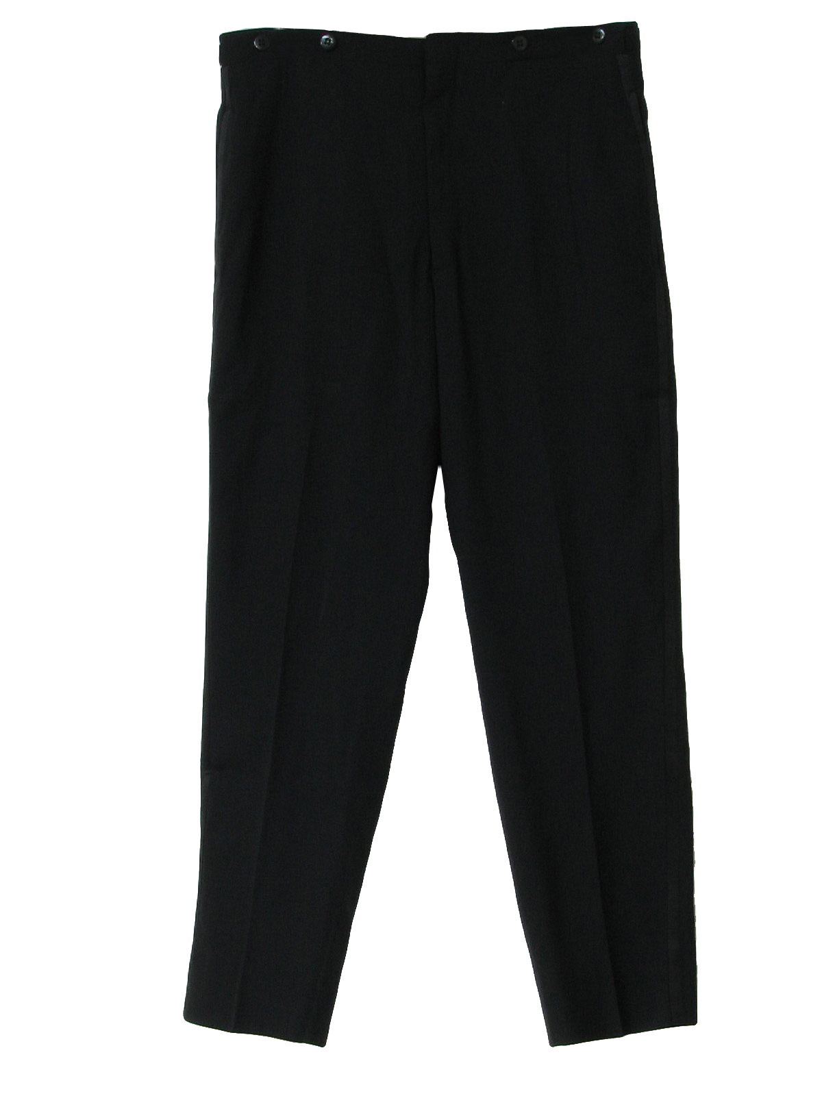 1960's Retro Pants: 60s -No Label- Mens black wool poplin tuxedo pants ...