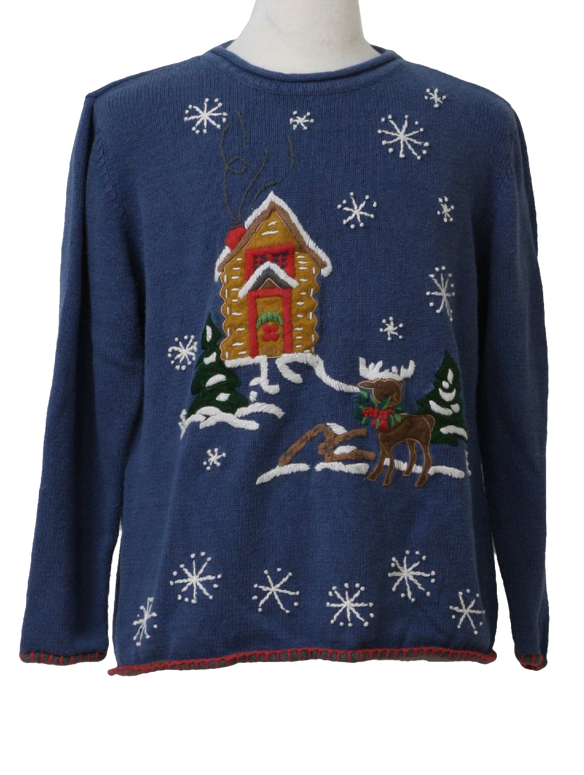 Ugly Christmas Sweater: -Cherokee- Unisex blue, white, and brown ...
