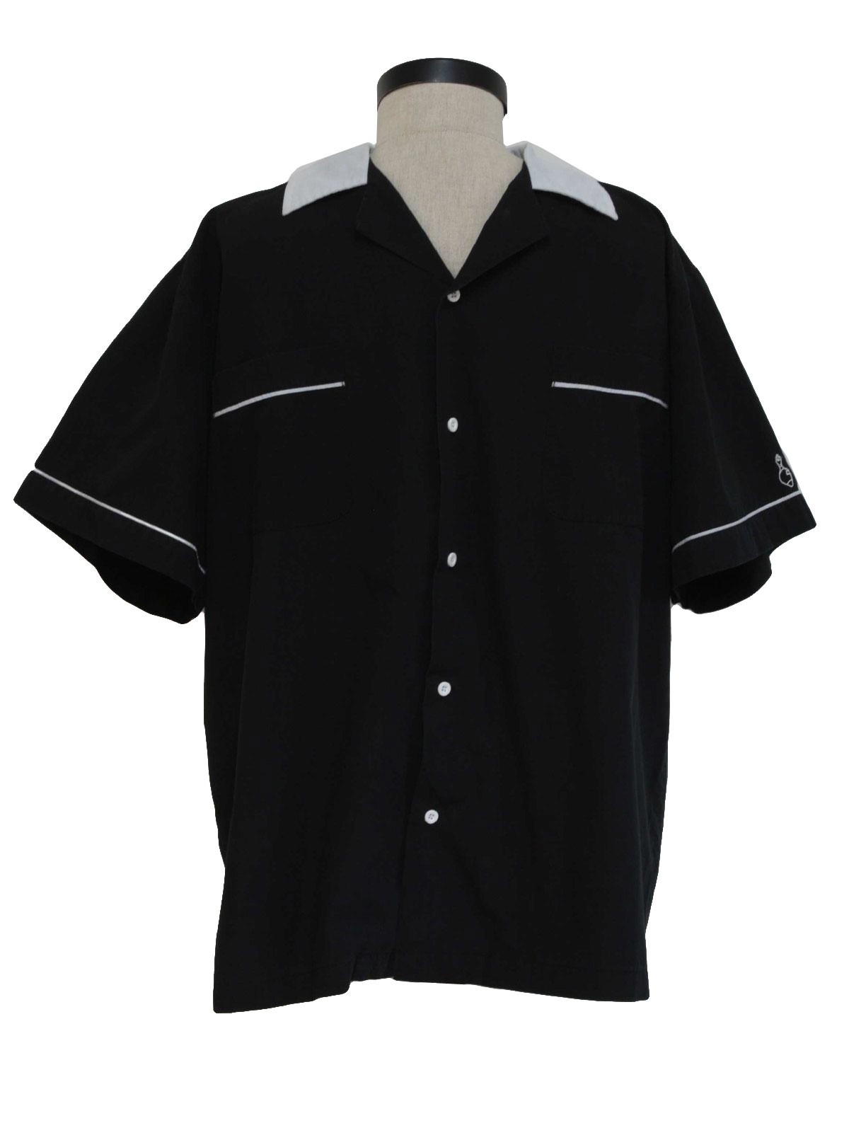 Retro 90's Bowling Shirt: 90s -Cruisin USA- Mens black, gray cotton ...