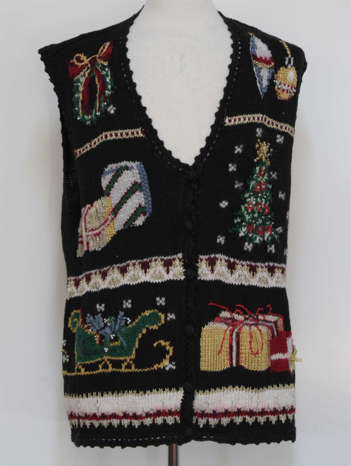 Ugly Christmas Sweater Vest: -Heirloom Collectibles- Unisex black, red ...