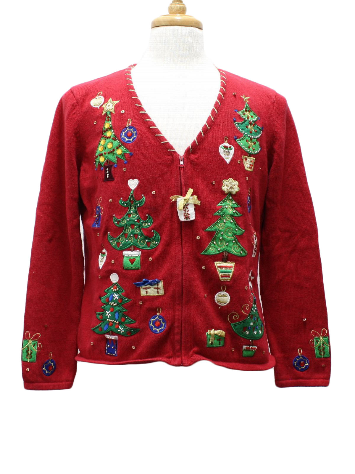 Womens Ugly Christmas Cardigan Sweater: -Tiara International Christmas ...