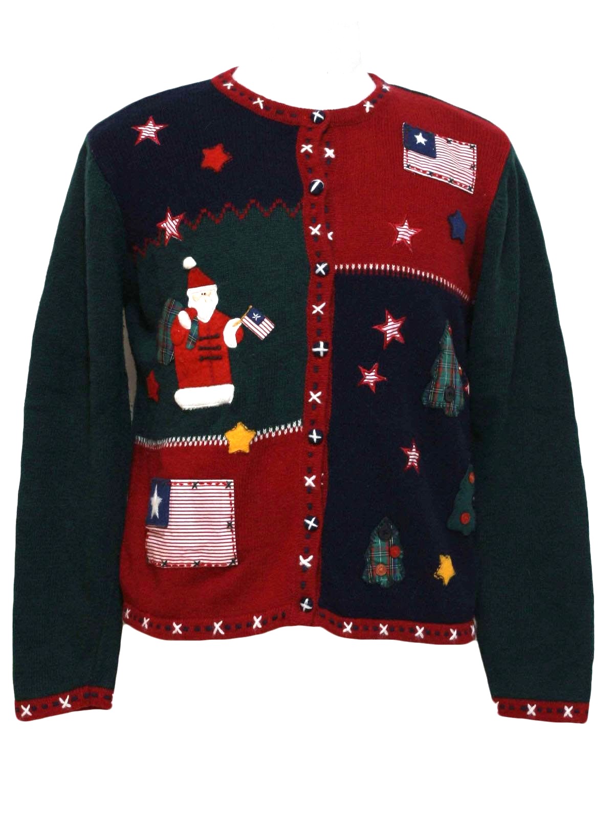 Womens Patriotic Ugly Christmas Sweater: -Karen Scott- Womens Ugly ...