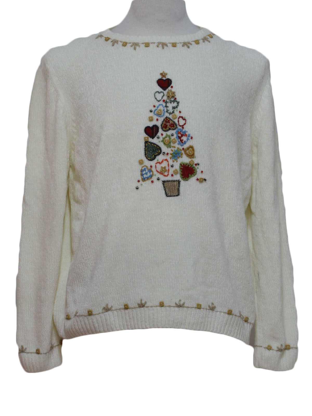 Ugly Christmas Sweater Alfred Dunner Unisex winter white tan