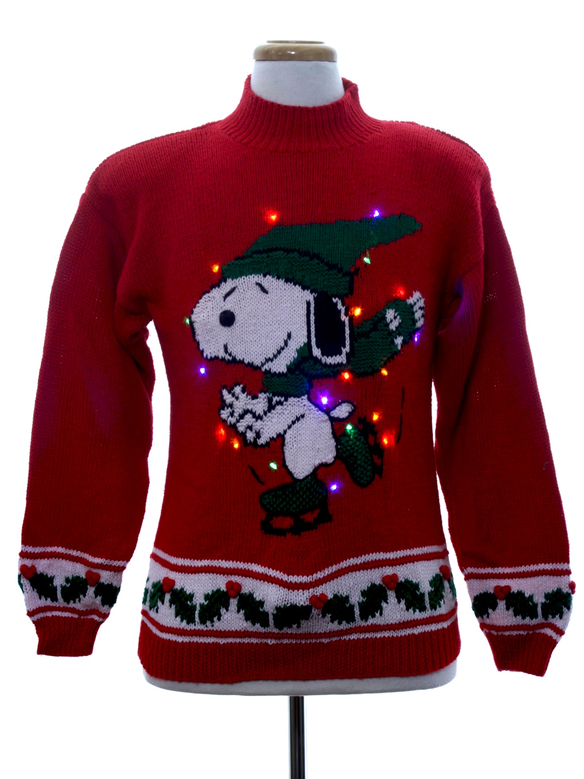 Nineties vintage snoopy lightup multicolored ugly christmas sweater
