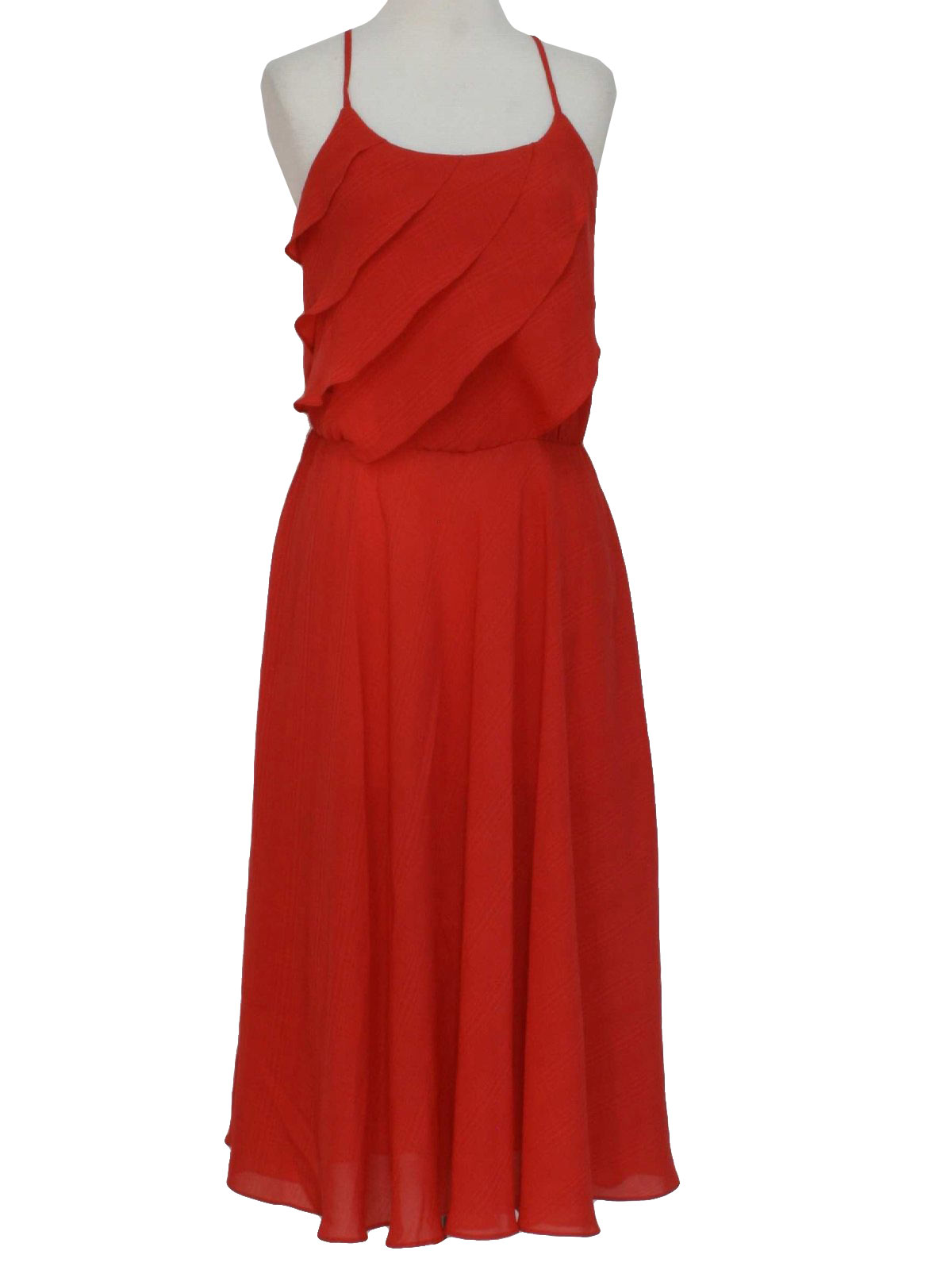 Eighties JT Dress Disco Dress: Early 80s -JT Dress- Womens tomato red ...