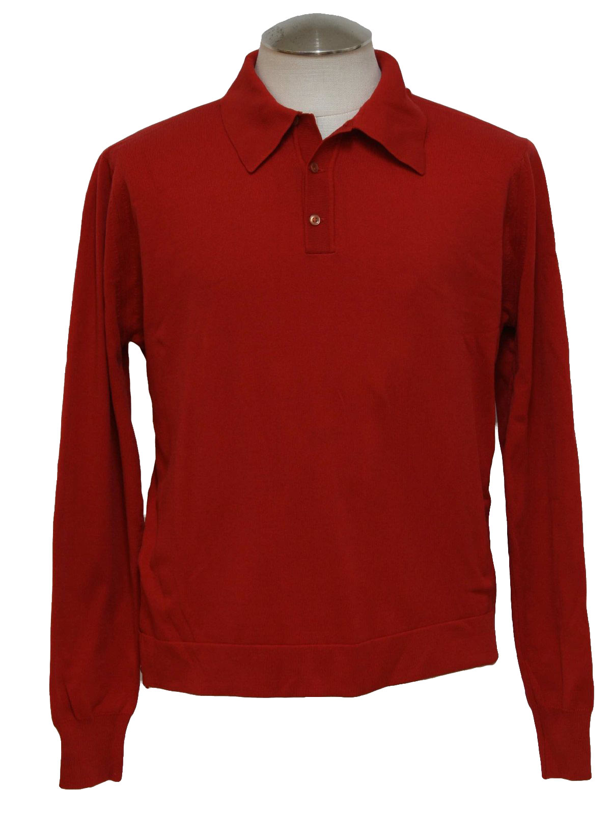 Vintage Size Label 1960s Knit Shirt: 60s -Size Label- Mens red knit ...