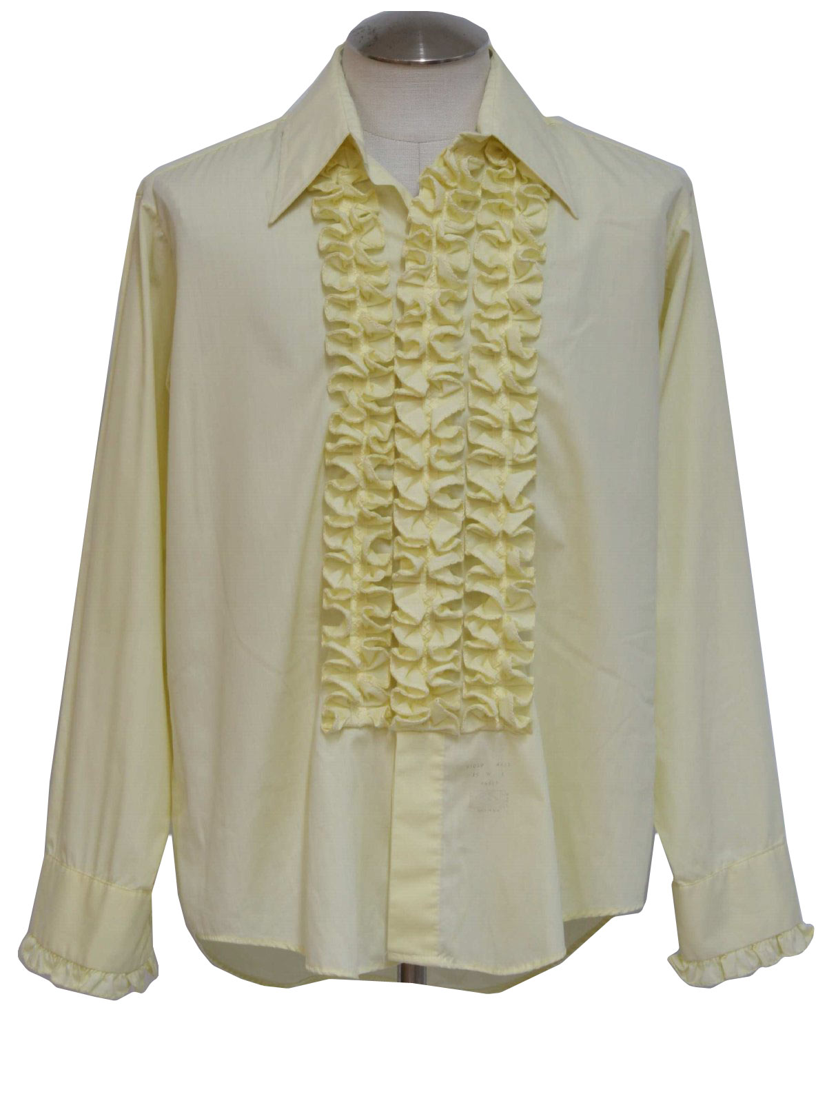 70's Vintage Shirt: 70s -Lion of Troy- Mens butter cream polyester and ...