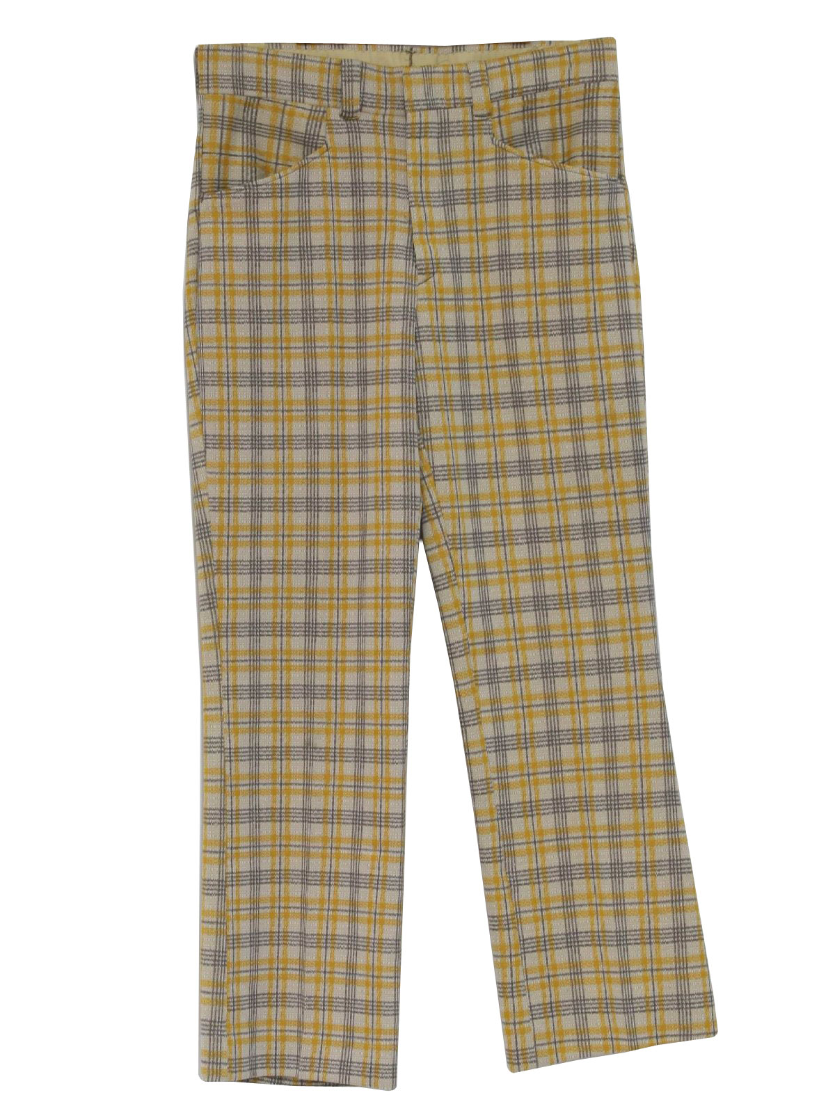 1970's Retro Flared Pants / Flares: 70s -Care Label- Mens yellow, off ...