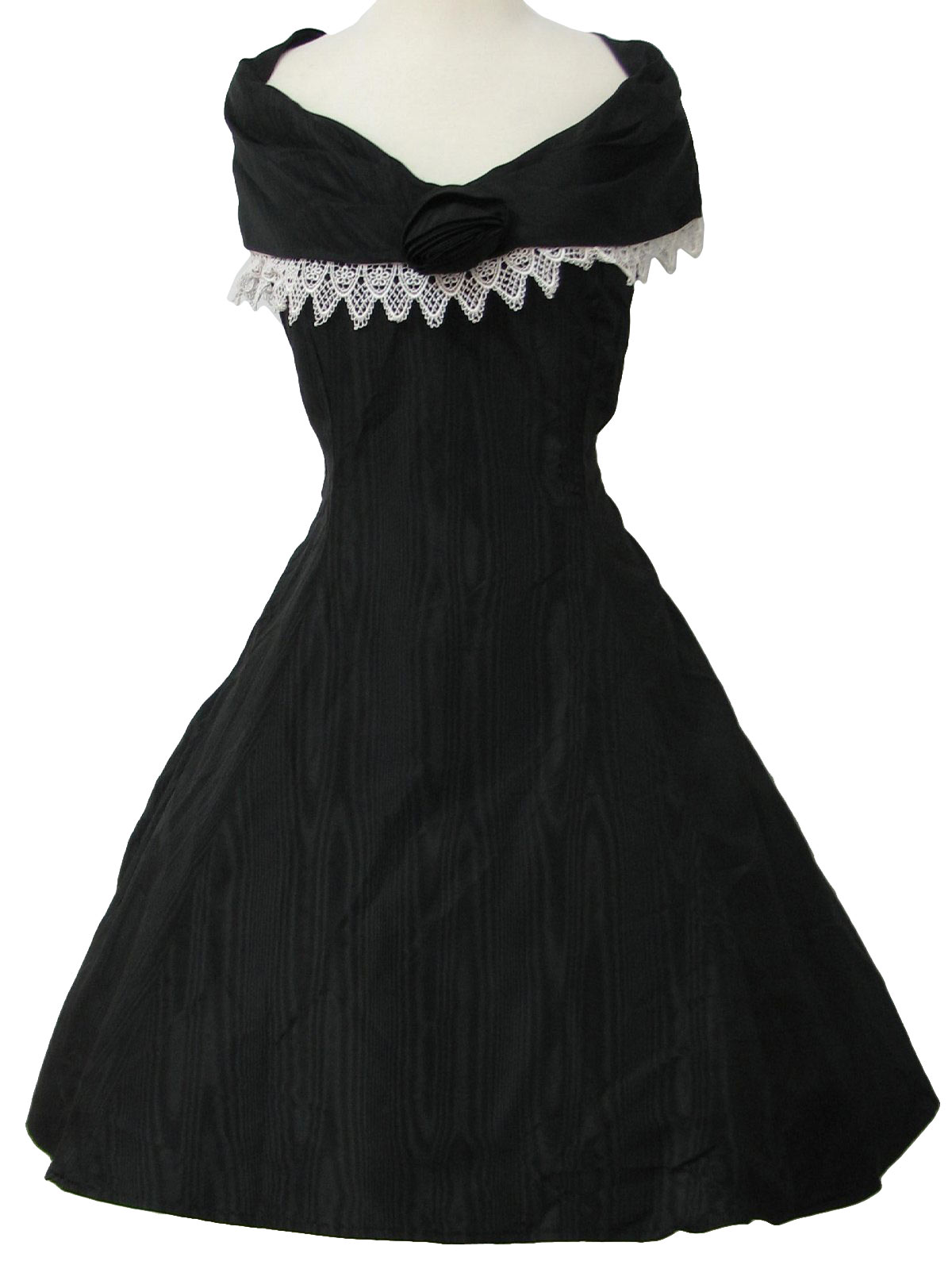 Vintage 1990's Cocktail Dress: 90s -Missing Label- Womens black sharkskin shimmer nylon and 