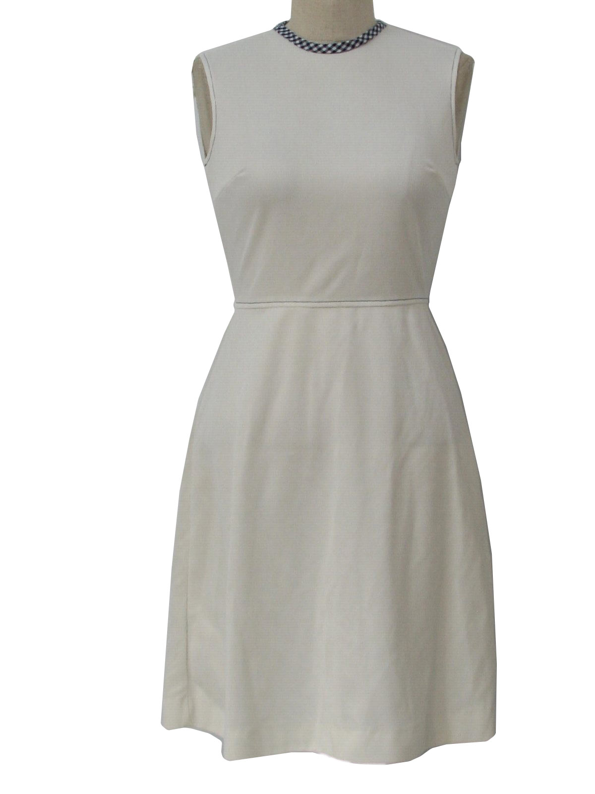 Retro 1970's Dress (care label) : 70s -care label- Womens white and ...