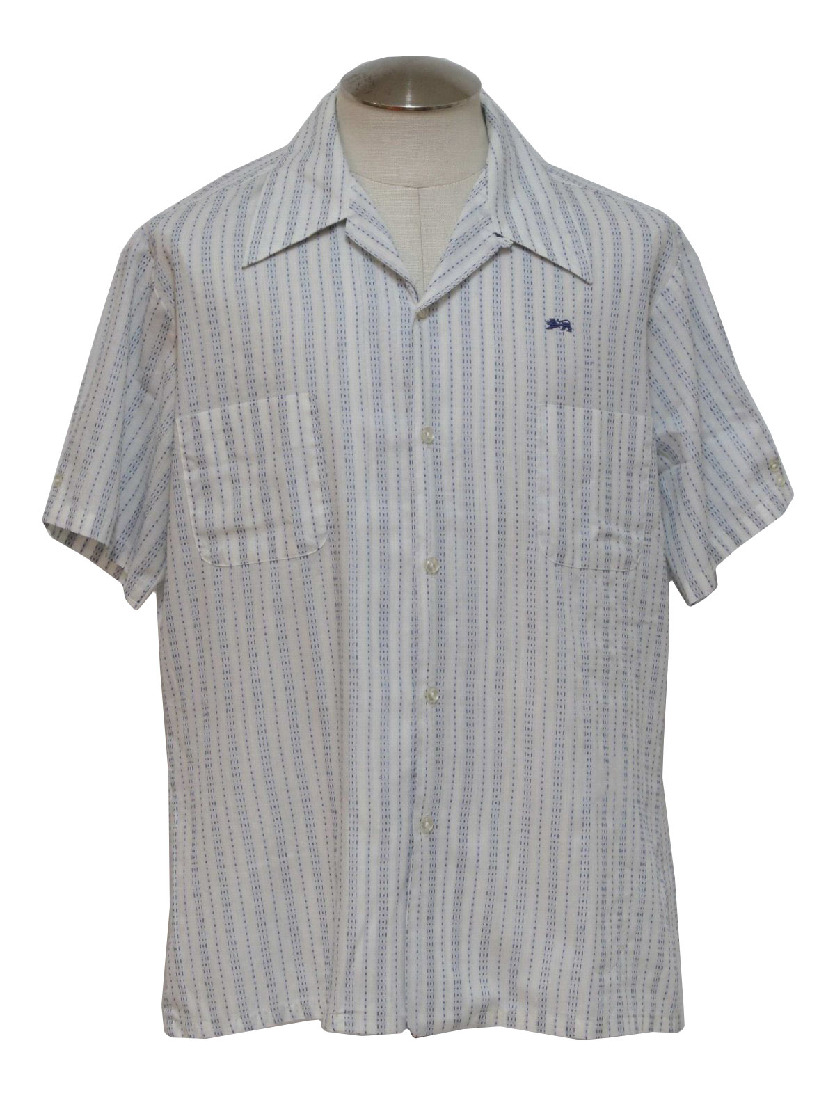 Vintage 1970's Shirt: Early 70s -Mr. California- Mens white, cobalt ...