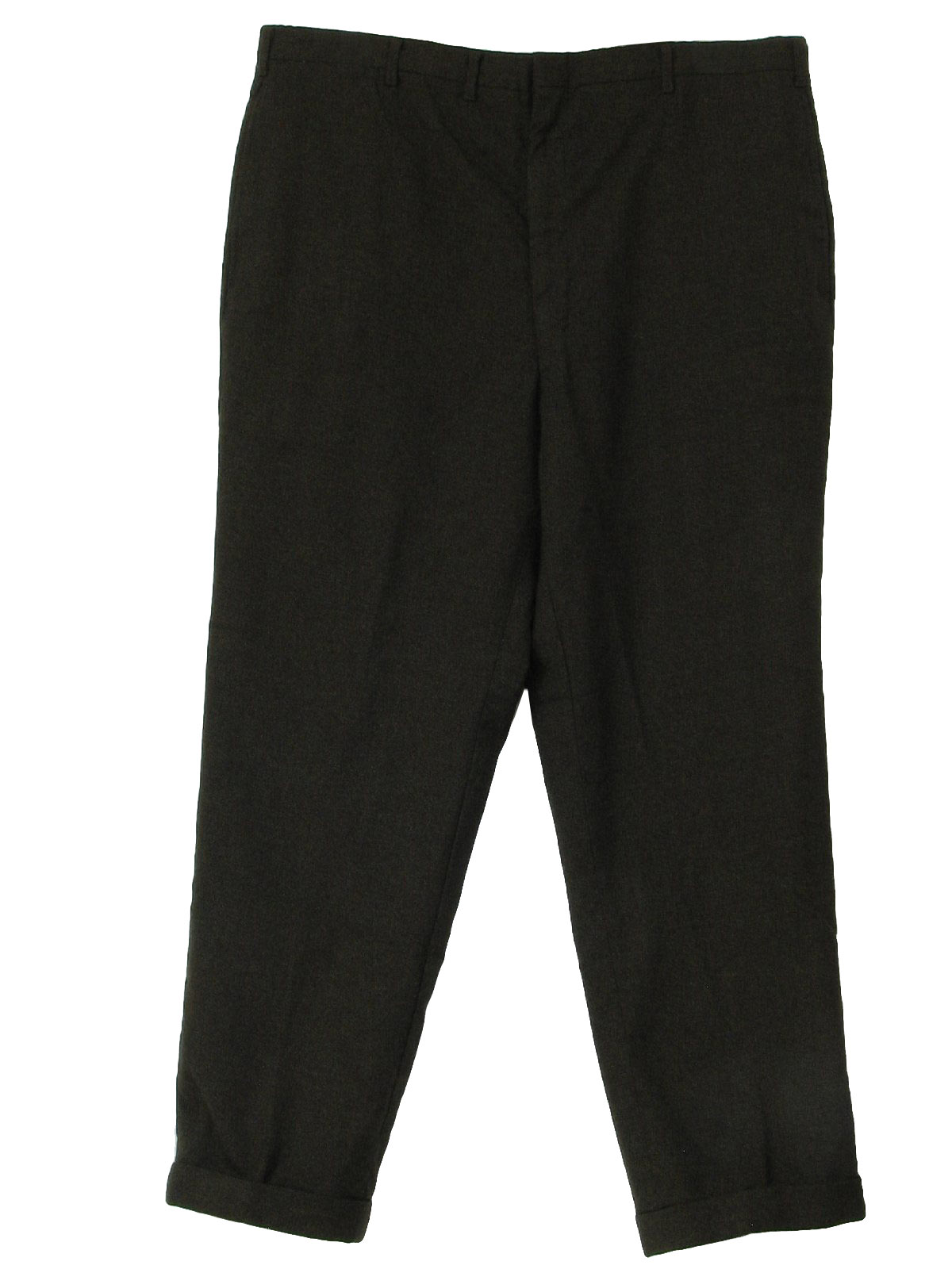 1960's Pants: 60s -No label- Mens dark green, maroon, yellow and teal ...