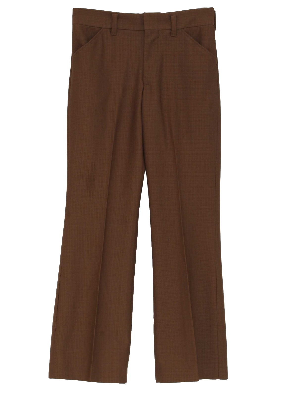 Retro 70's Pants: 70s -Care Label Only- Mens Cocoa brown solid colored ...